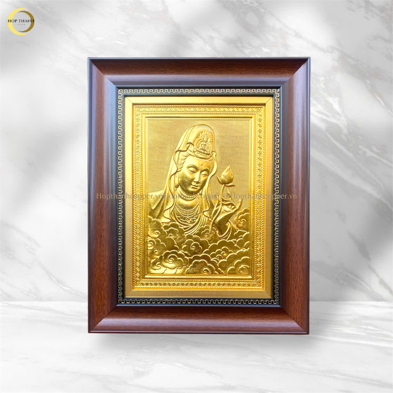 TRANH ĐỒNG QUAN ÂM BỒ TÁT ĐỒNG DÁT VÀNG (KÍCH THƯỚC 28X35CM)