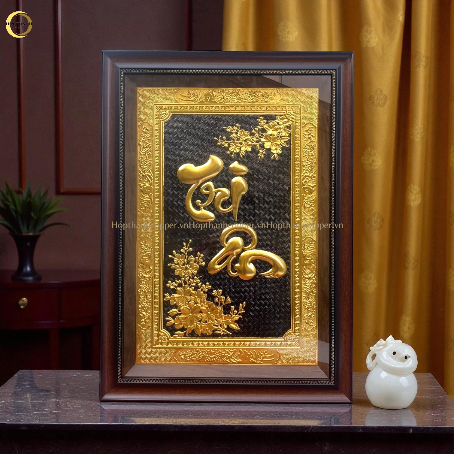 TRANH CHỮ TRI ÂN BẰNG ĐỒNG DÁT VÀNG -  KÍCH THƯỚC 50X70CM