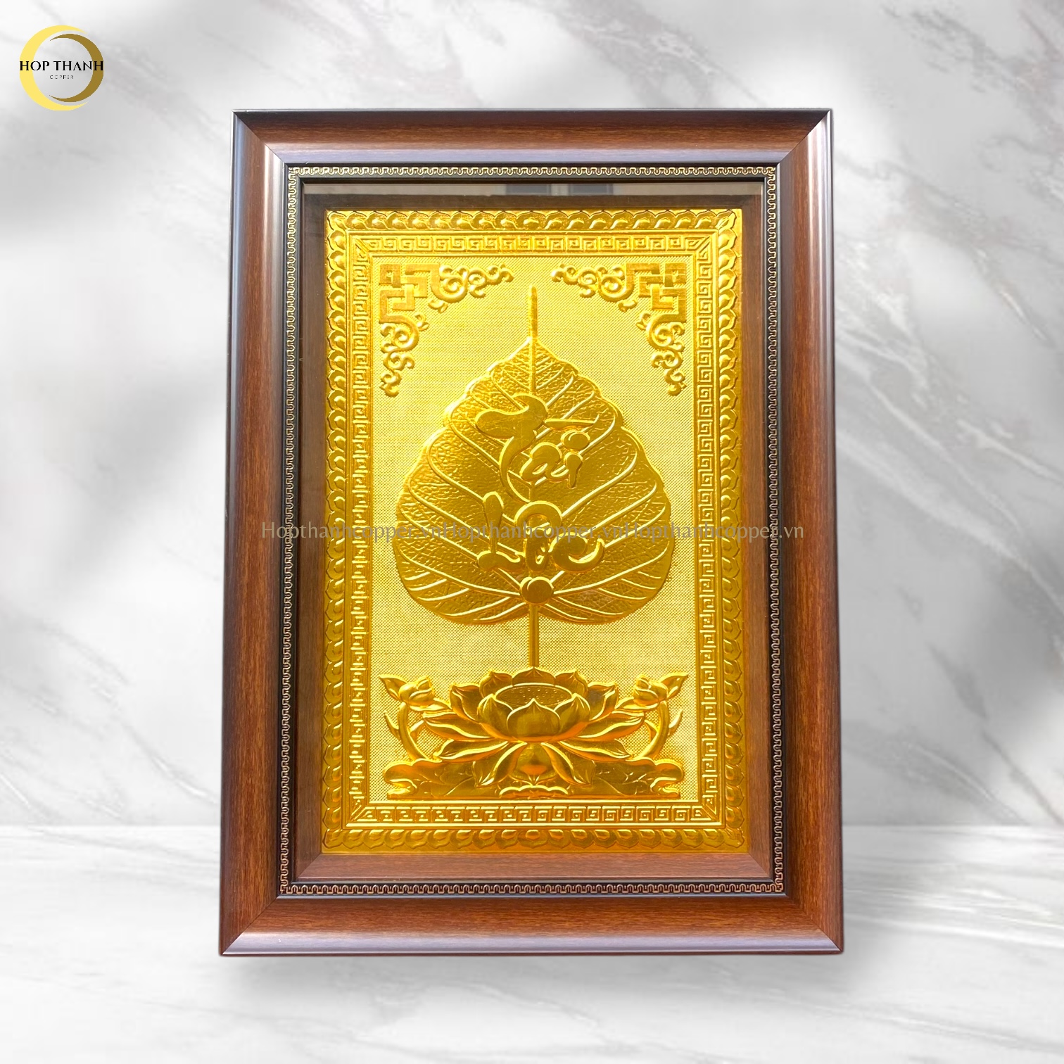 TRANH LÁ BỒ ĐỀ CHỮ TÀI LỘC BẰNG ĐỒNG DÁT VÀNG - KÍCH THƯỚC 38X54CM