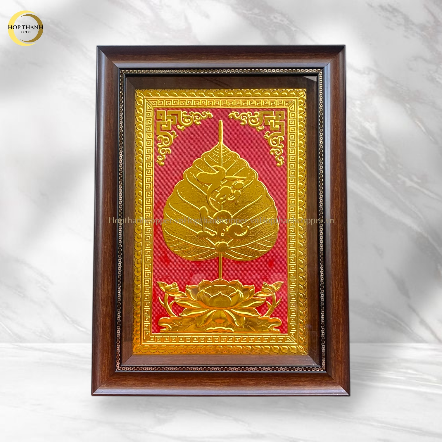 TRANH LÁ BỒ ĐỀ CHỮ TÀI LỘC BẰNG ĐỒNG DÁT VÀNG - KÍCH THƯỚC 38X54CM