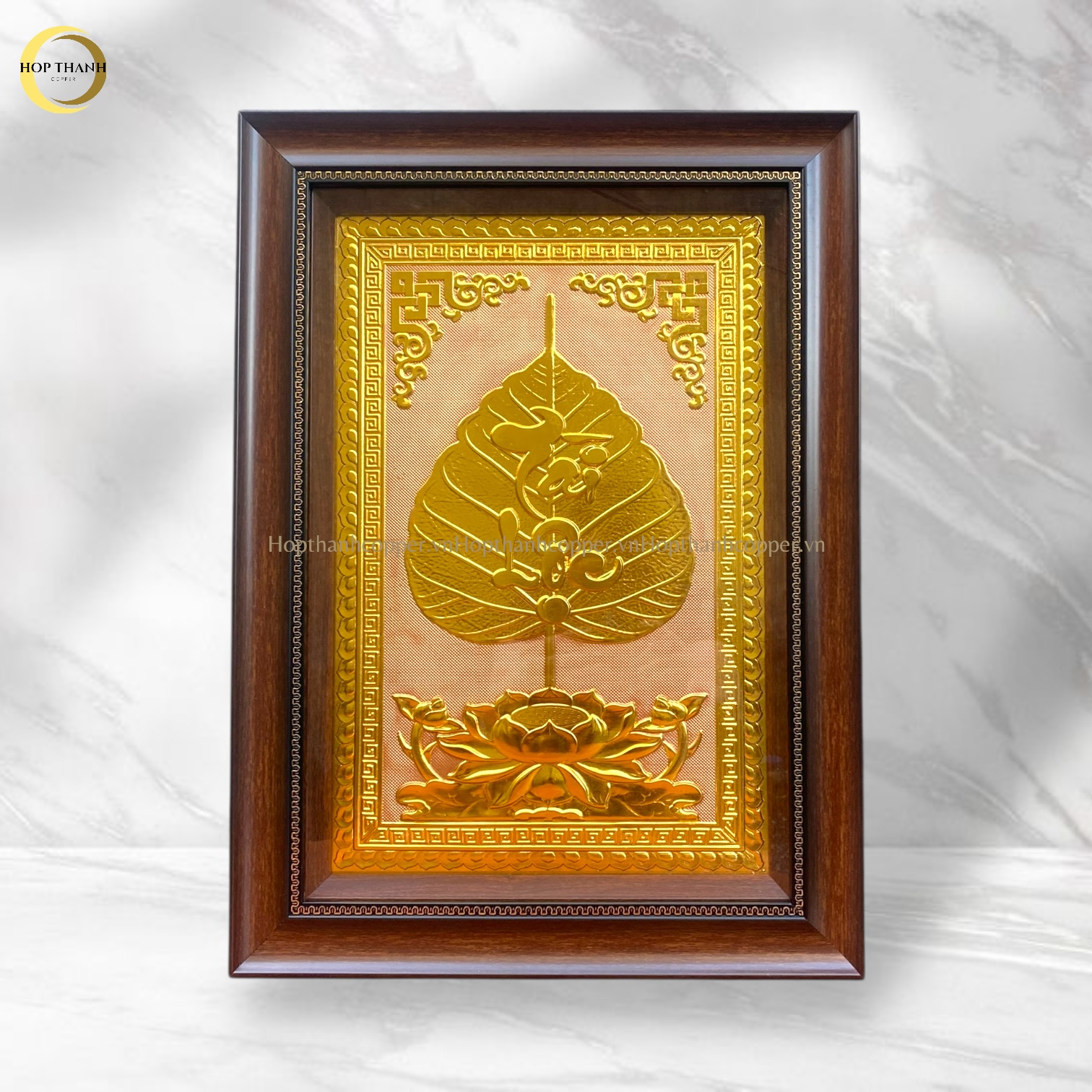 TRANH LÁ BỒ ĐỀ CHỮ TÀI LỘC BẰNG ĐỒNG DÁT VÀNG - KÍCH THƯỚC 38X54CM