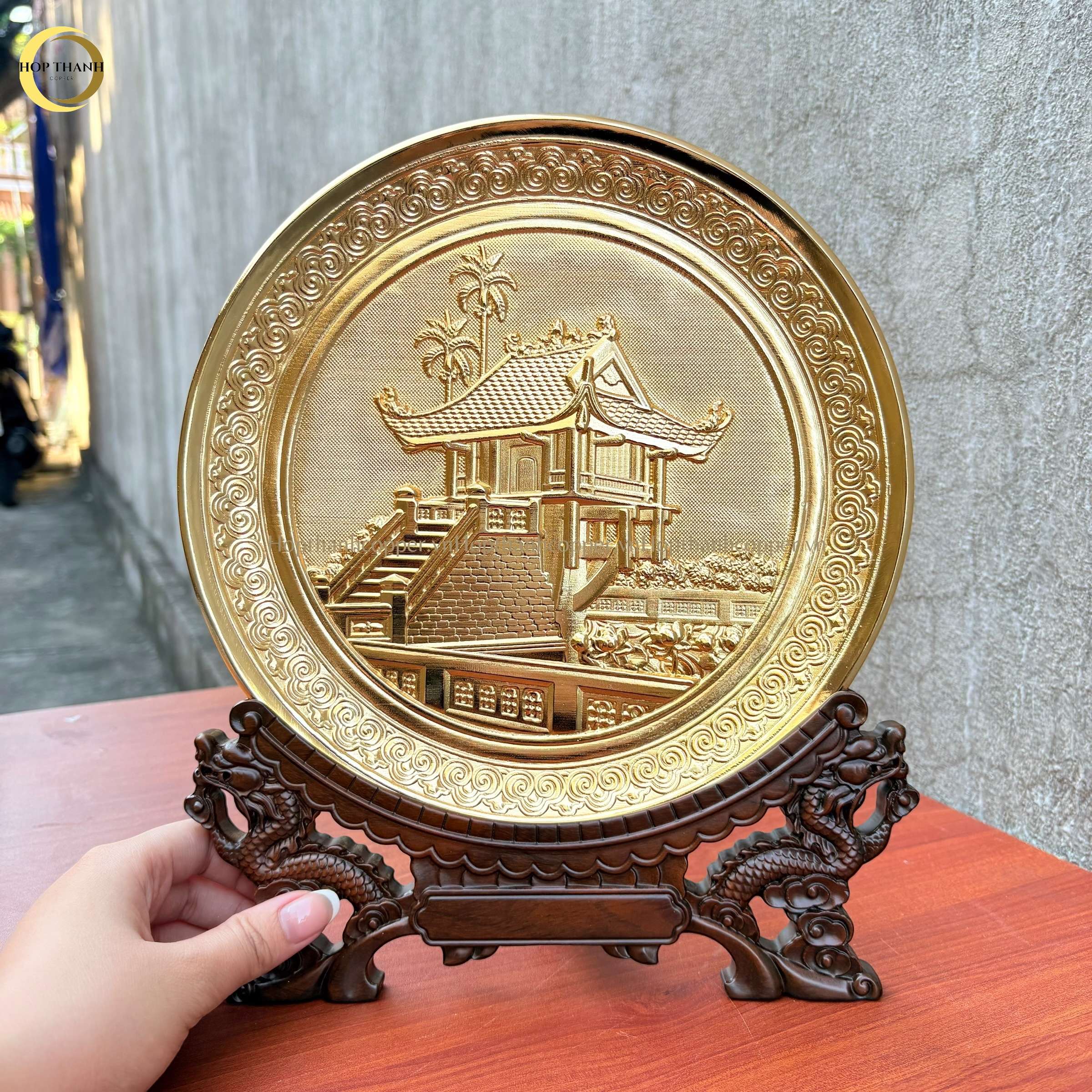 TRANH CHÙA MỘT CỘT BẰNG ĐỒNG MẠ VÀNG 24K- ĐƯỜNG KÍNH 25CM