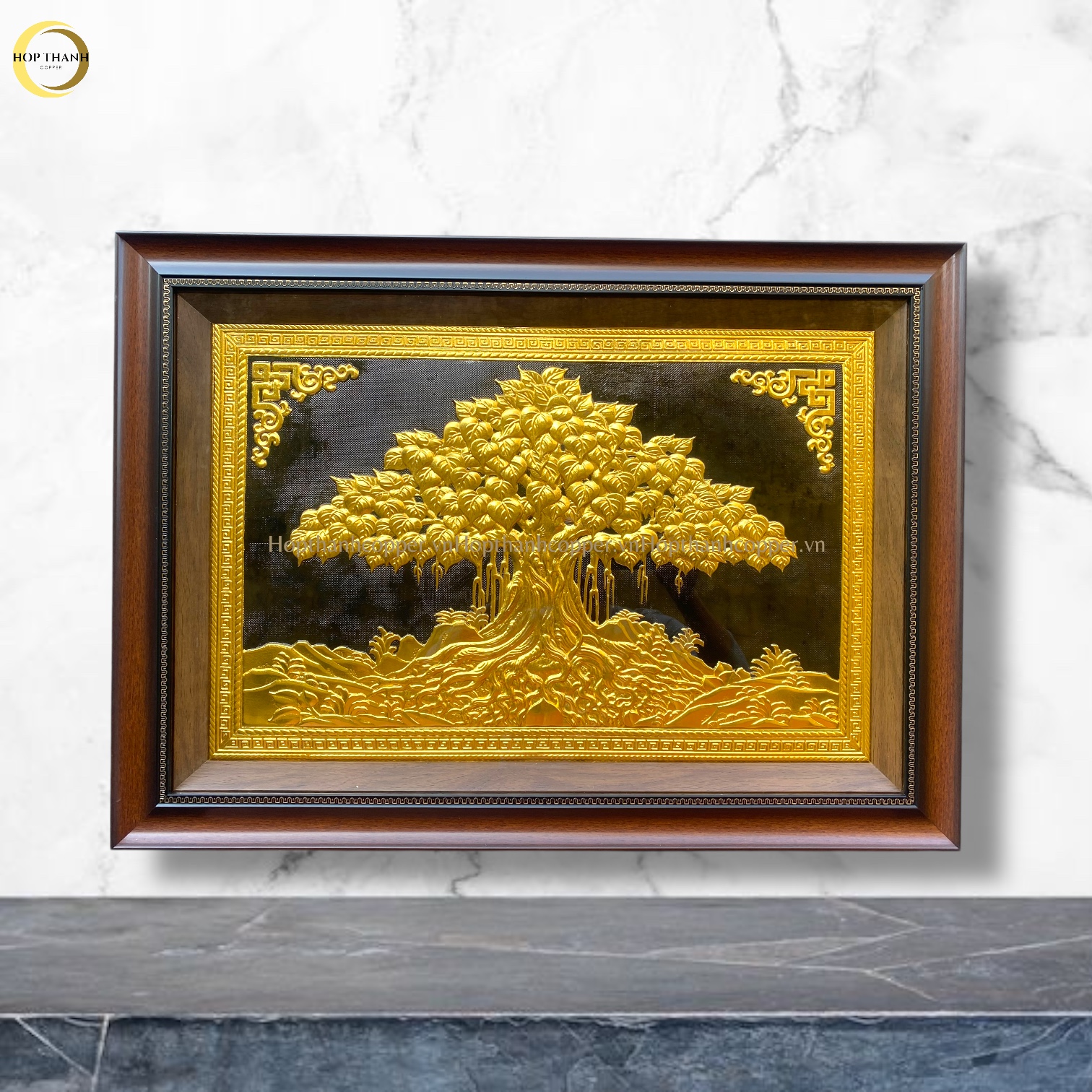 TRANH CÂY BỒ ĐỀ BẰNG ĐỒNG DÁT VÀNG (KÍCH THƯỚC 50X70CM)