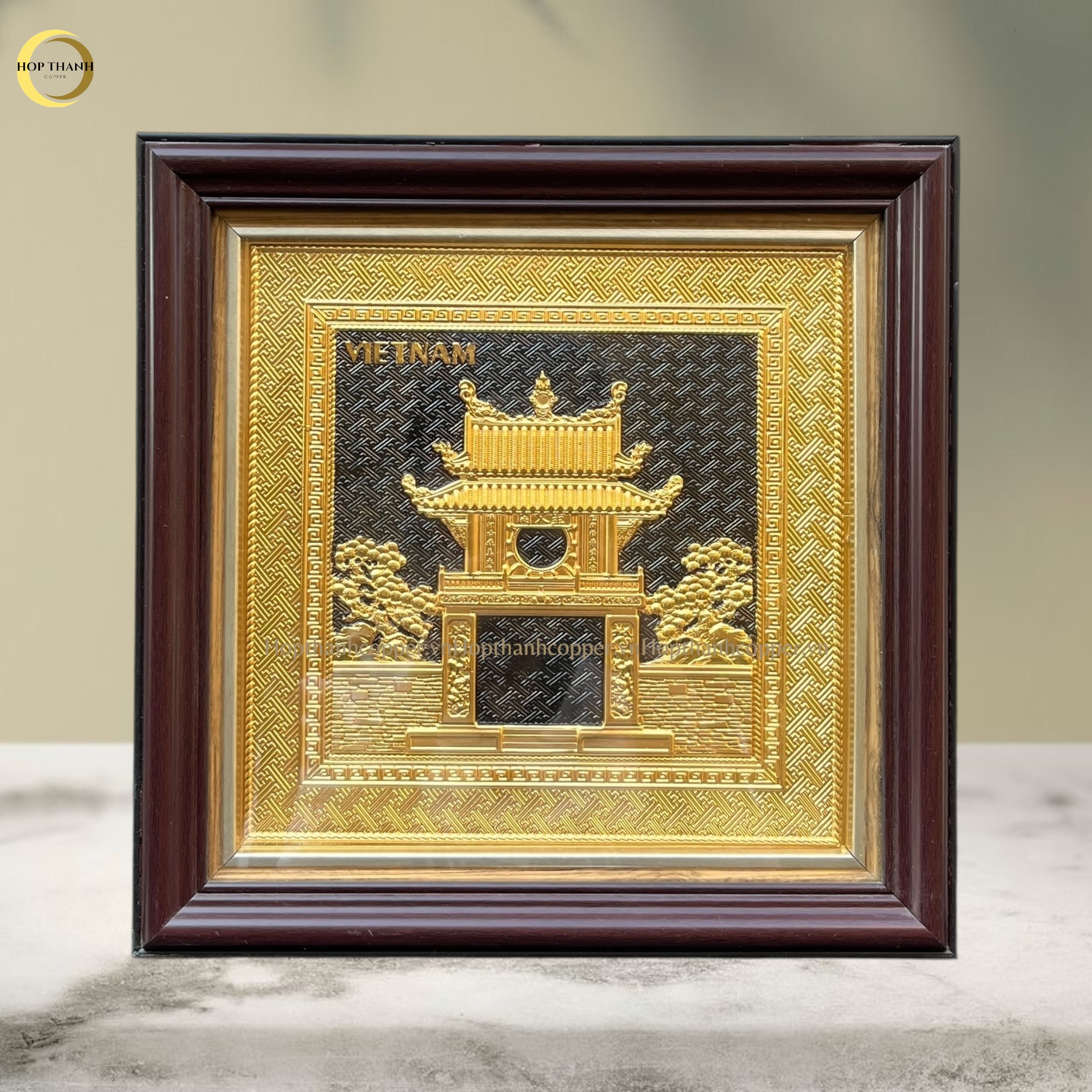 TRANH KHUÊ VĂN CÁC BẰNG ĐỒNG MẠ VÀNG 24K - KÍCH THƯỚC 30X30CM