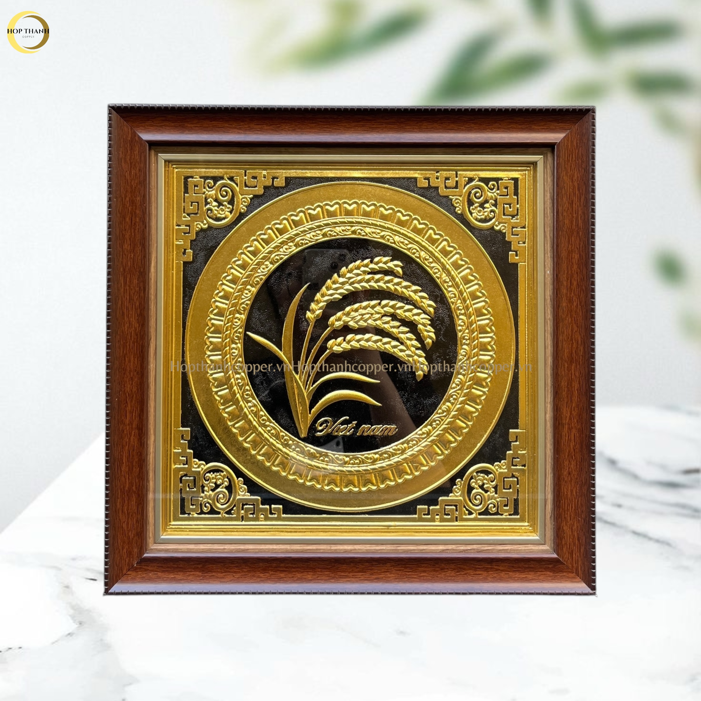 TRANH CÂY LÚA CHÍN BẰNG ĐỒNG DÁT VÀNG - KÍCH THƯỚC 40X40CM