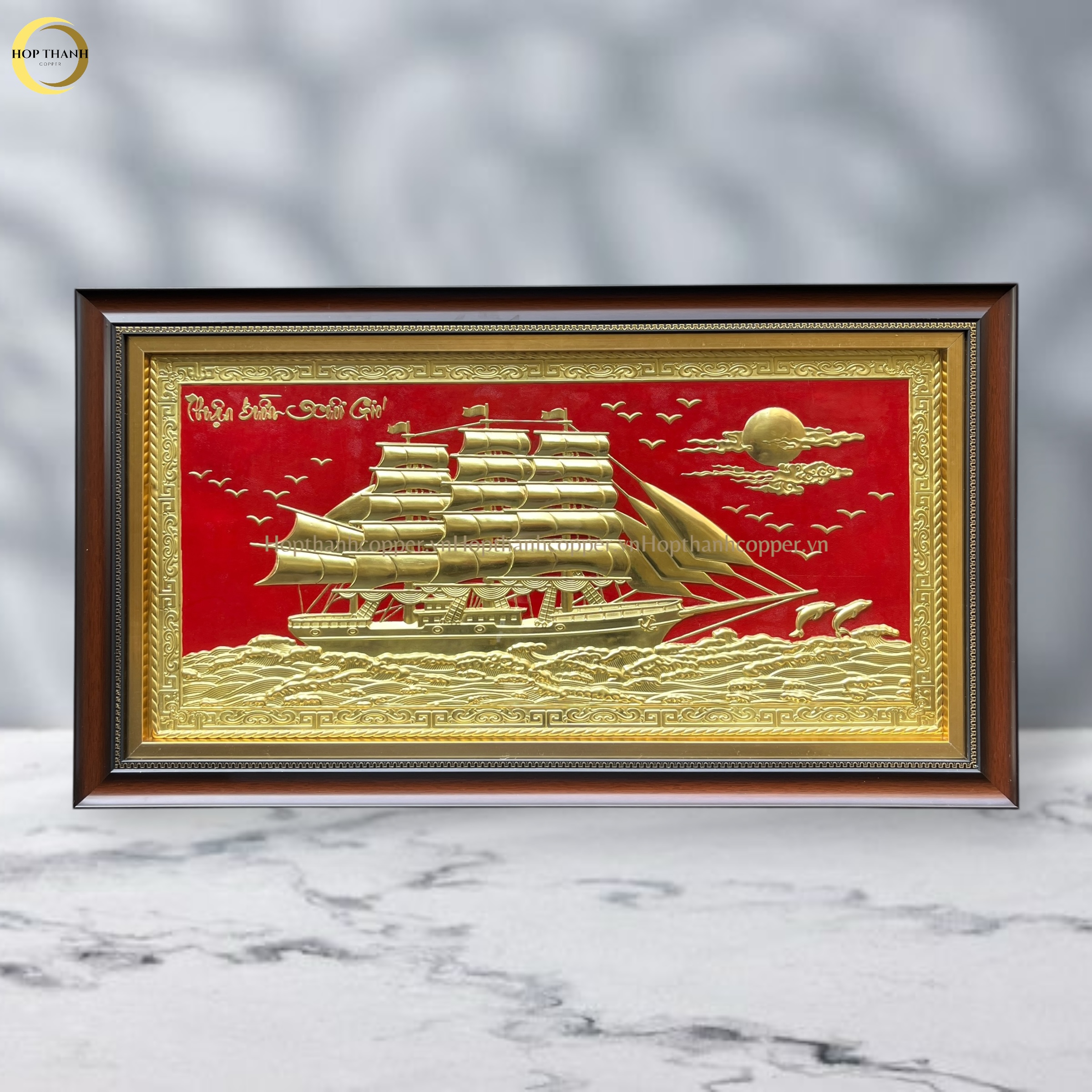 TRANH THUẬN BUỒM XUÔI GIÓ BẰNG ĐỒNG VÀNG  - KÍCH THƯỚC 70X40CM