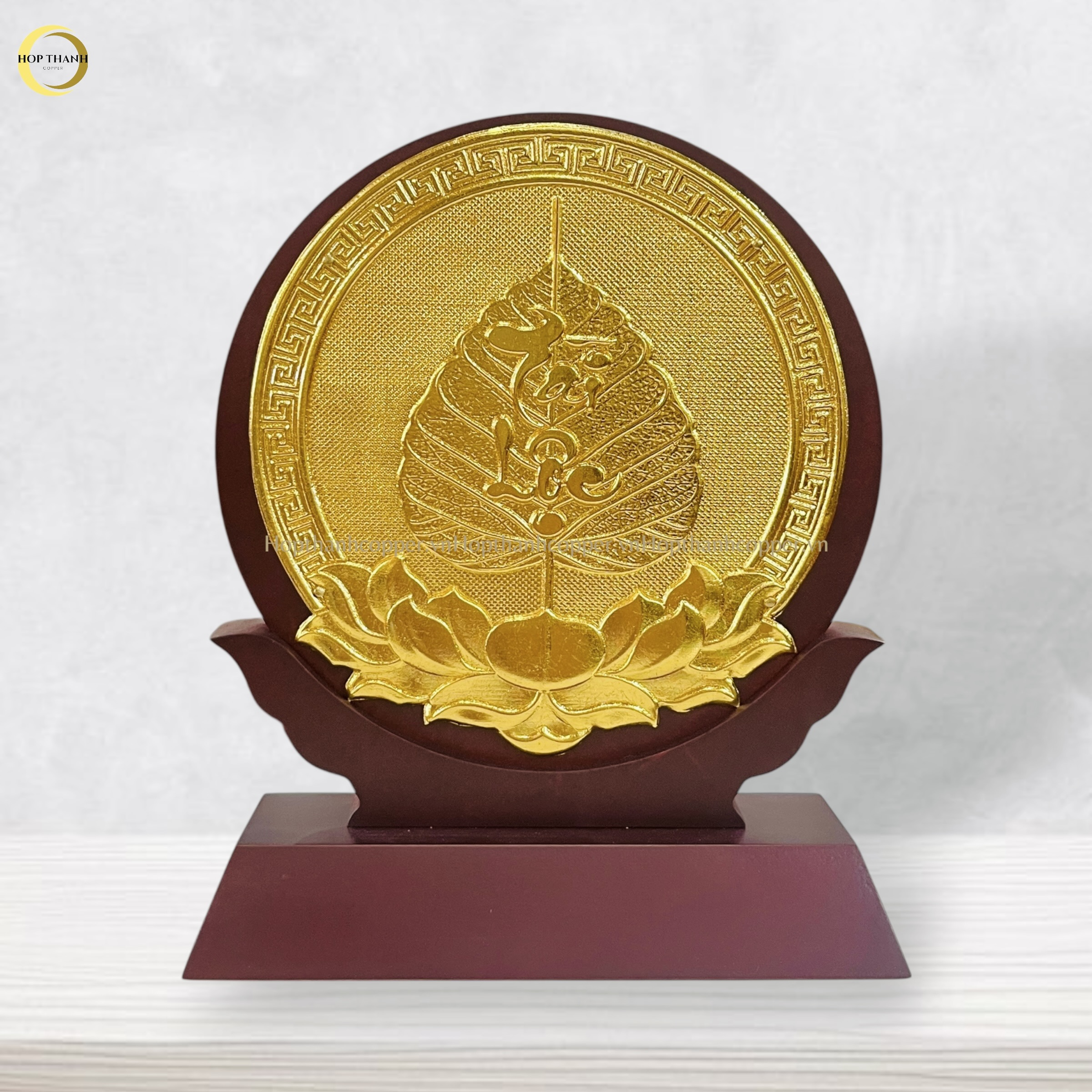 TRANH LÁ BỒ ĐỀ CHỮ TÀI LỘC BẰNG ĐỒNG DÁT VÀNG - KÍCH THƯỚC 14X19CM