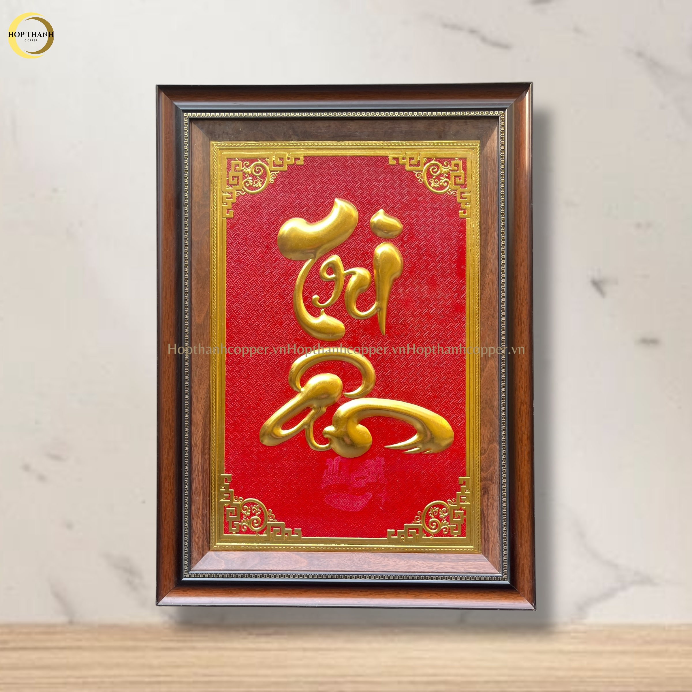 TRANH CHỮ TRI ÂN BẰNG ĐỒNG DÁT VÀNG -  KÍCH THƯỚC 50X70CM