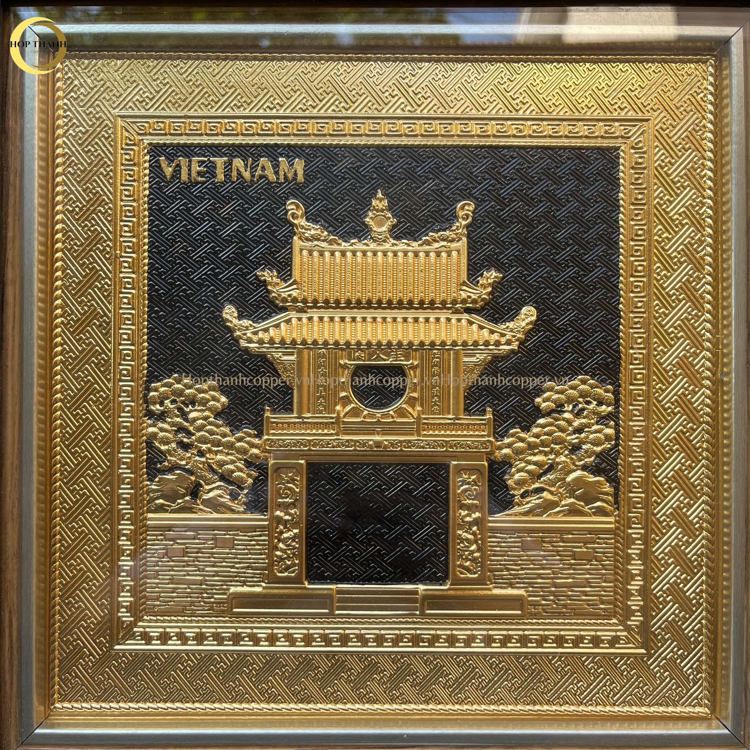 TRANH KHUÊ VĂN CÁC BẰNG ĐỒNG MẠ VÀNG 24K - KÍCH THƯỚC 30X30CM