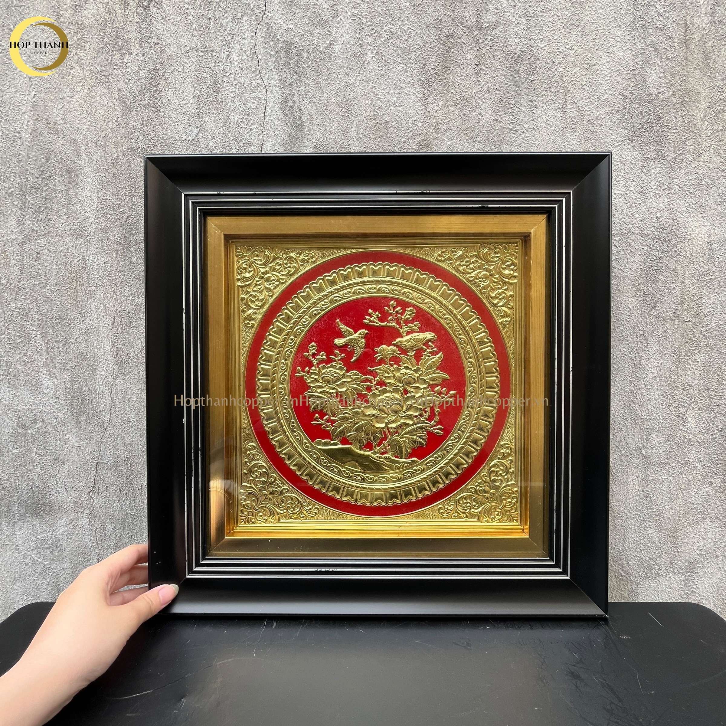 TRANH HOA CÁT TƯỜNG NHƯ Ý BẰNG ĐỒNG VÀNG - KÍCH THƯỚC 40X40CM