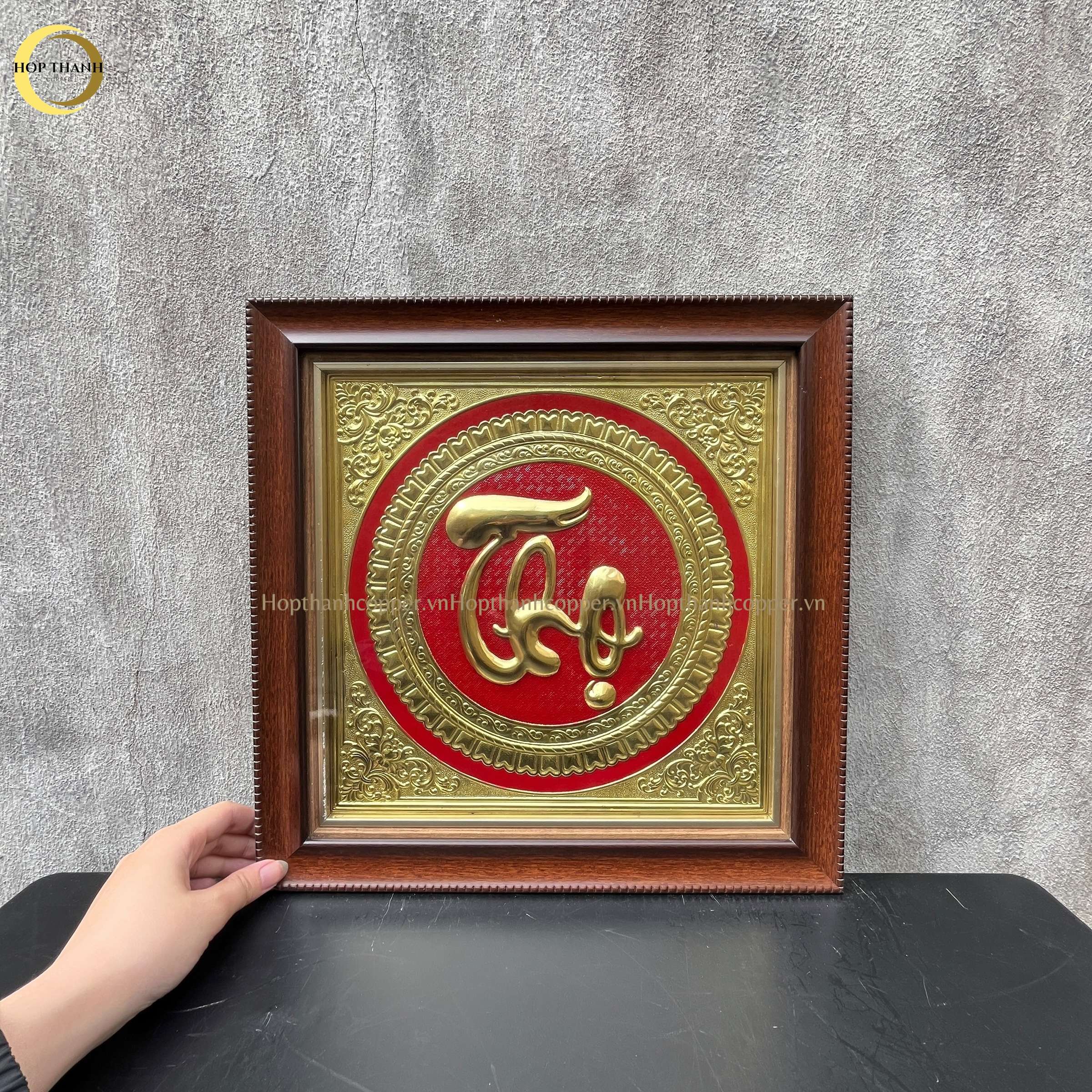 TRANH CHỮ THỌ BẰNG ĐỒNG VÀNG - KÍCH THƯỚC 40X40CM