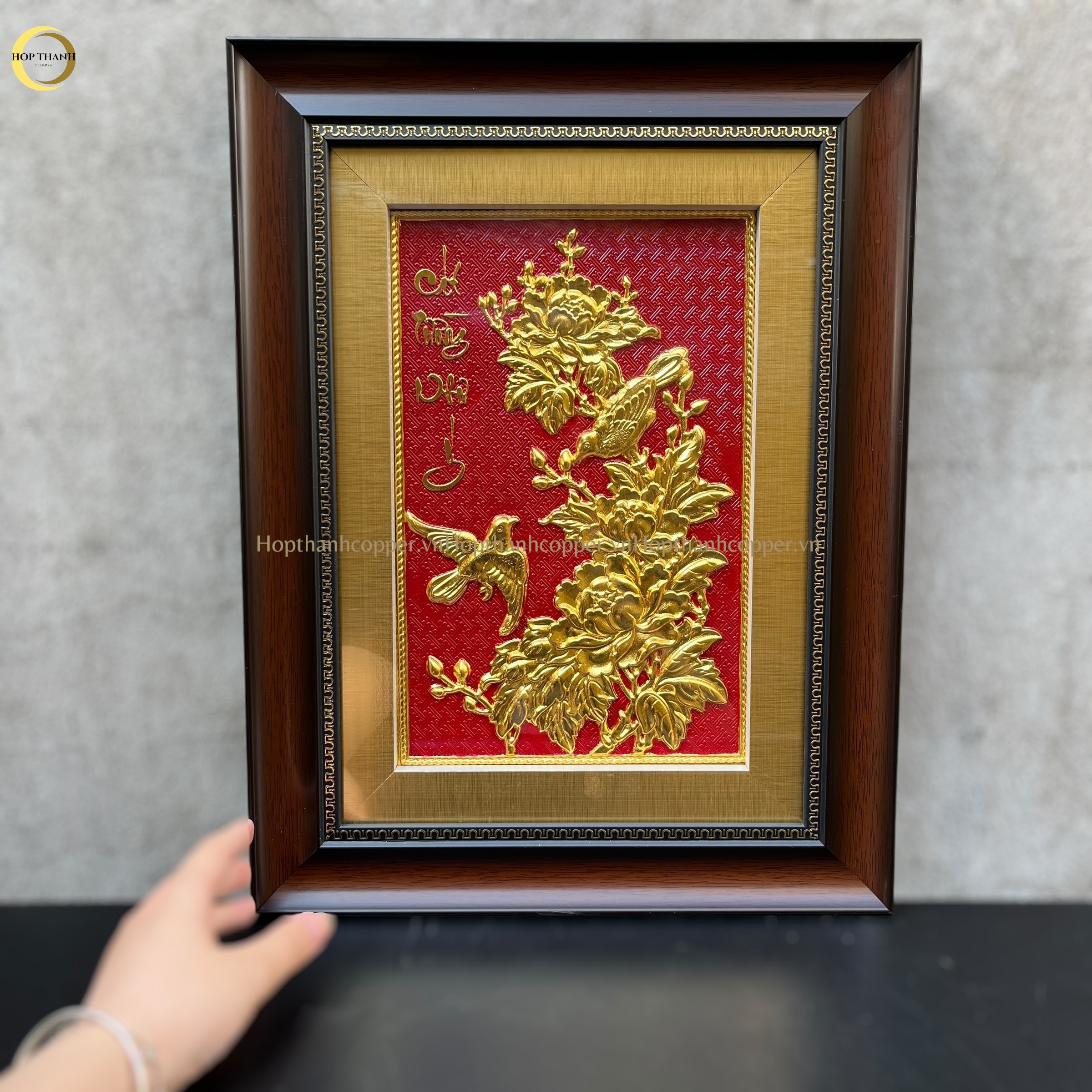 TRANH HOA CÁT TƯỜNG NHƯ Ý BẰNG ĐỒNG DÁT VÀNG - KÍCH THƯỚC 32X42CM