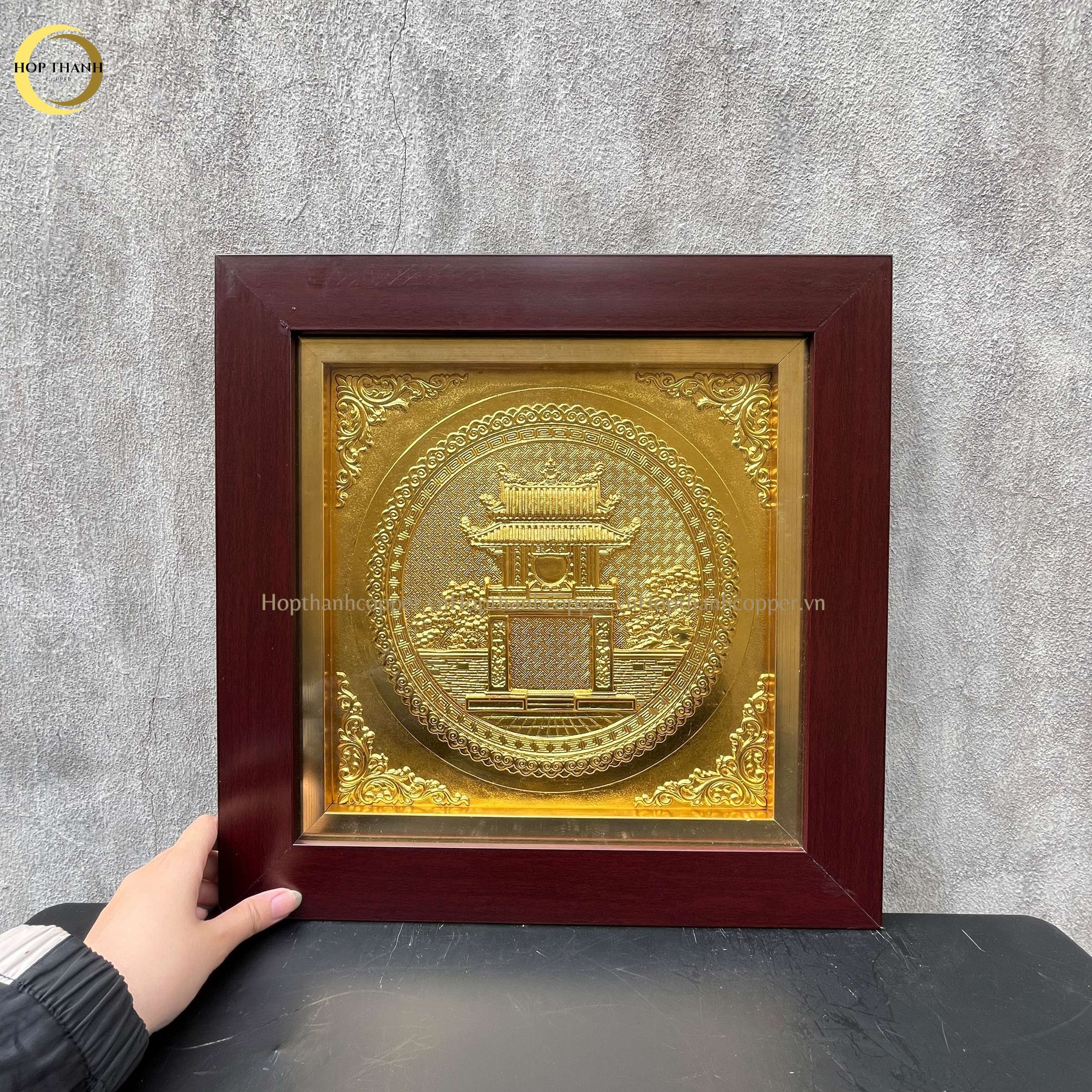 TRANH KHUÊ VĂN CÁC BẰNG ĐỒNG DÁT VÀNG  - KÍCH THƯỚC 40X40CM