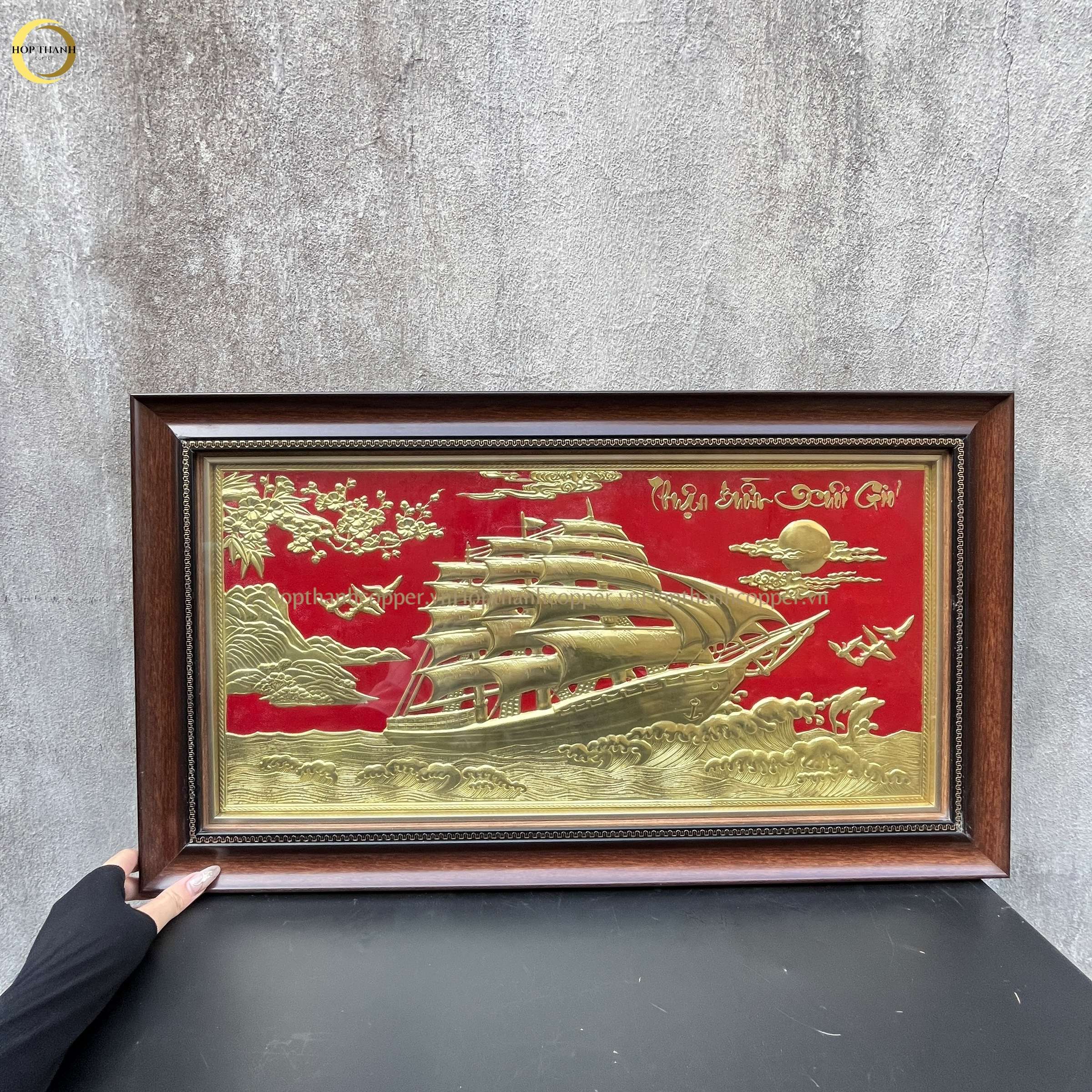 TRANH THUẬN BUỒM XUÔI GIÓ BẰNG ĐỒNG VÀNG  - KÍCH THƯỚC 70X40CM