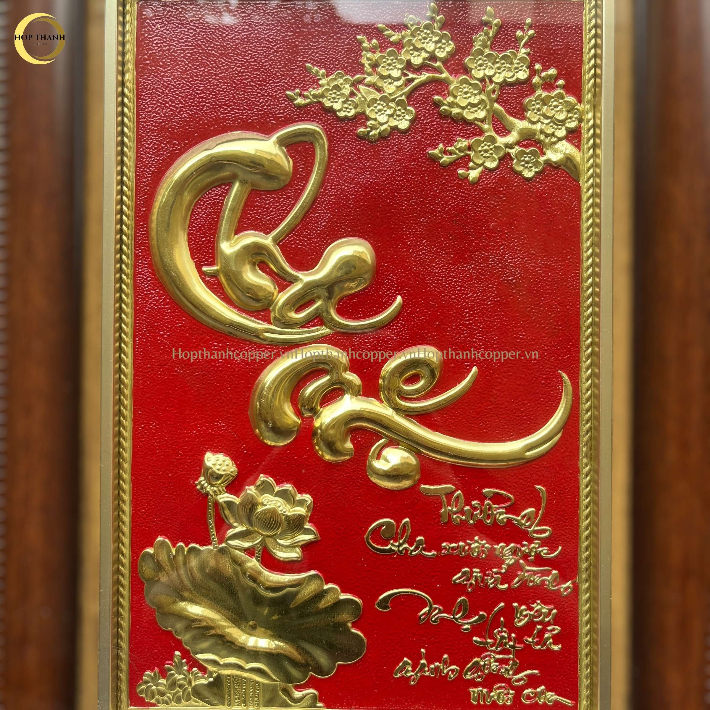 TRANH CHỮ CHA MẸ BẰNG ĐỒNG MẠ VÀNG 24K  -  KÍCH THƯỚC 28x34CM