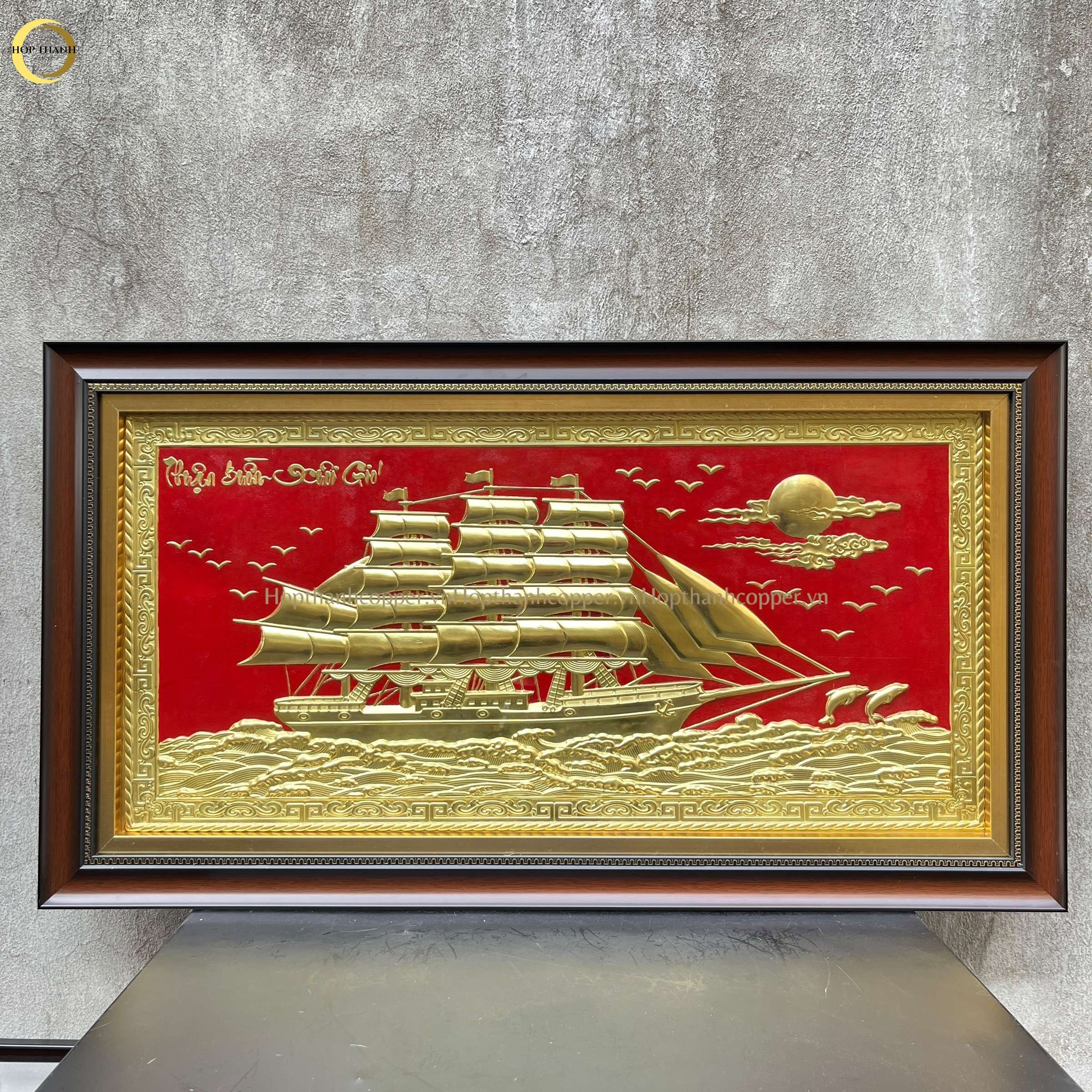 TRANH THUẬN BUỒM XUÔI GIÓ BẰNG ĐỒNG VÀNG  - KÍCH THƯỚC 70X40CM