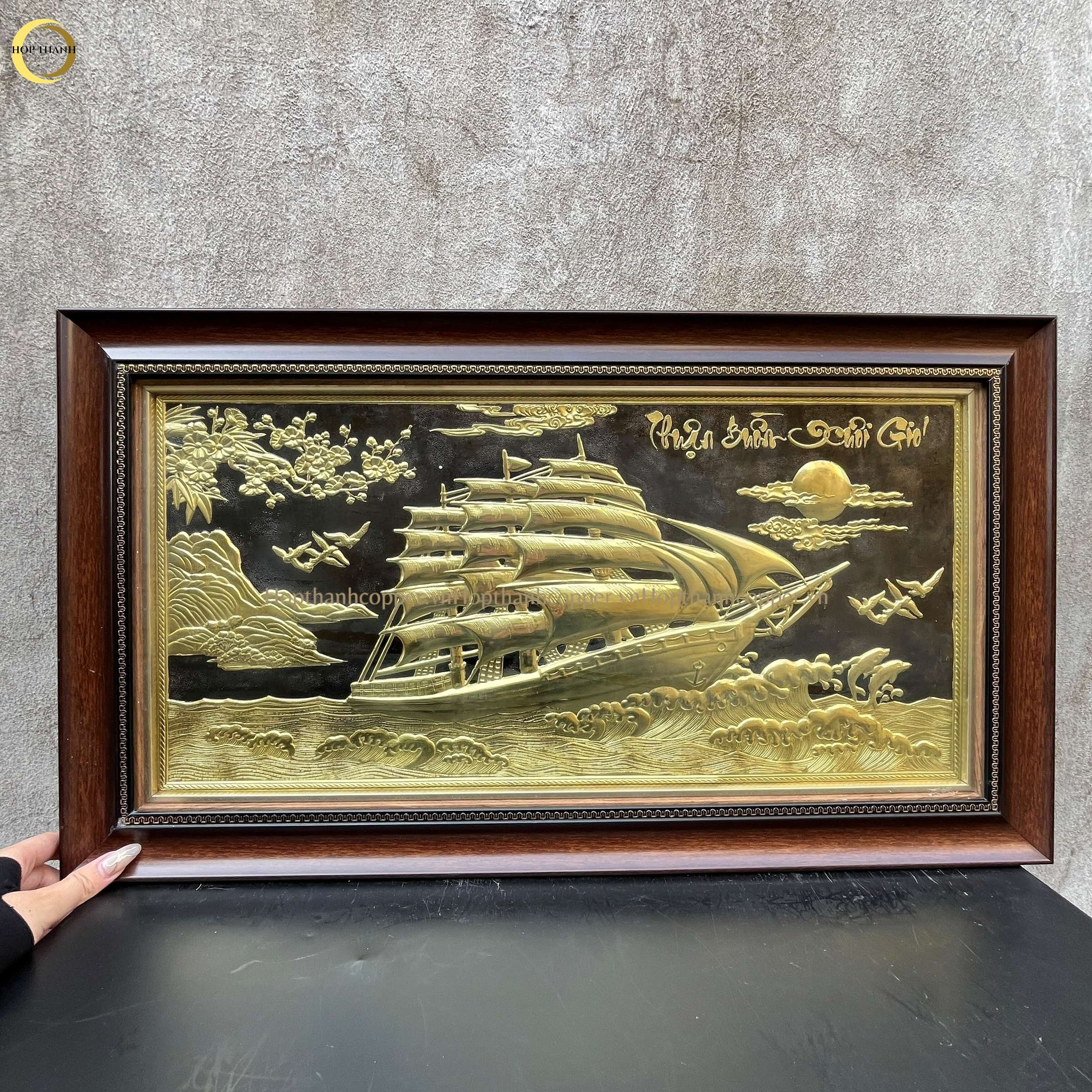 TRANH THUẬN BUỒM XUÔI GIÓ BẰNG ĐỒNG VÀNG  - KÍCH THƯỚC 70X40CM