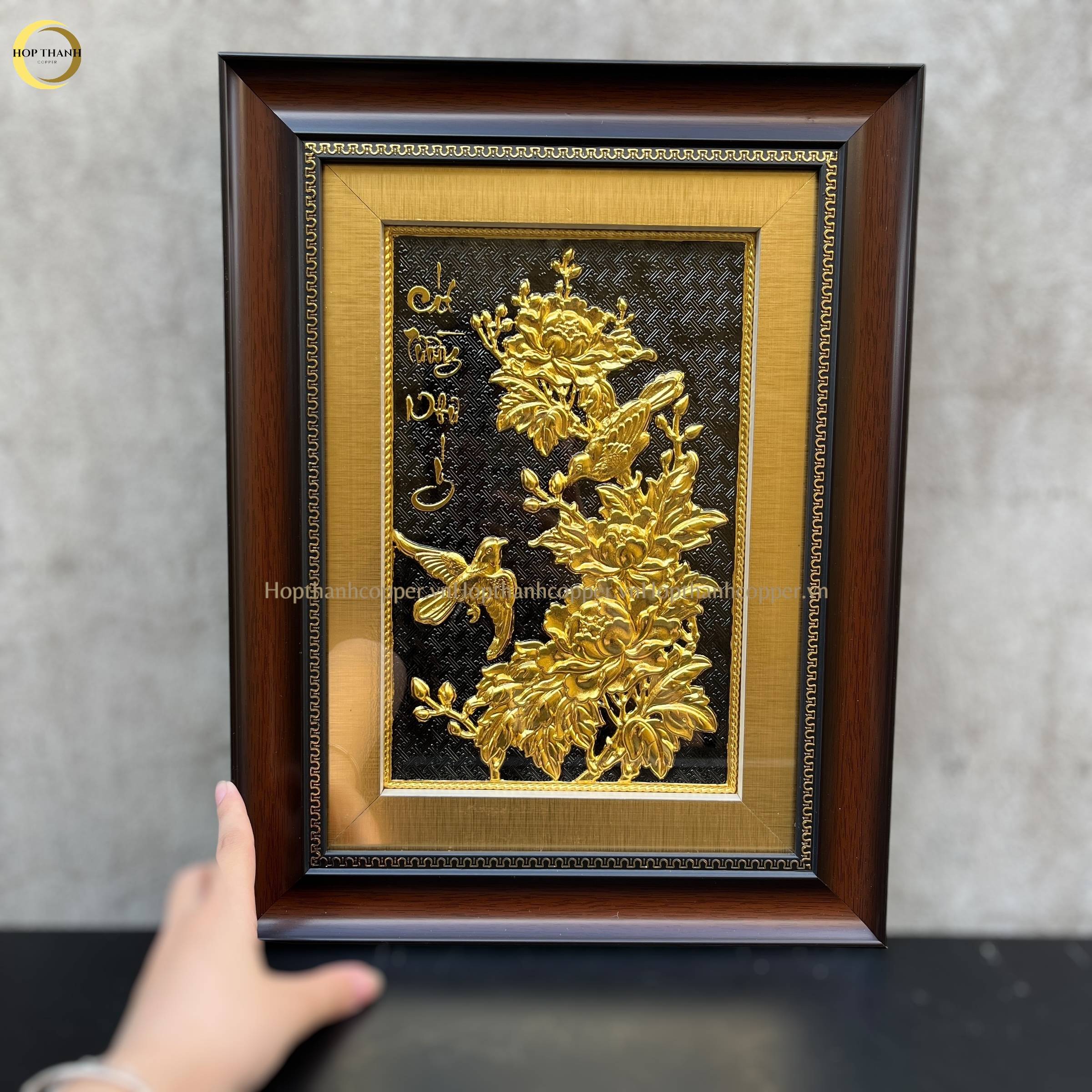 TRANH HOA CÁT TƯỜNG NHƯ Ý BẰNG ĐỒNG DÁT VÀNG - KÍCH THƯỚC 32X42CM
