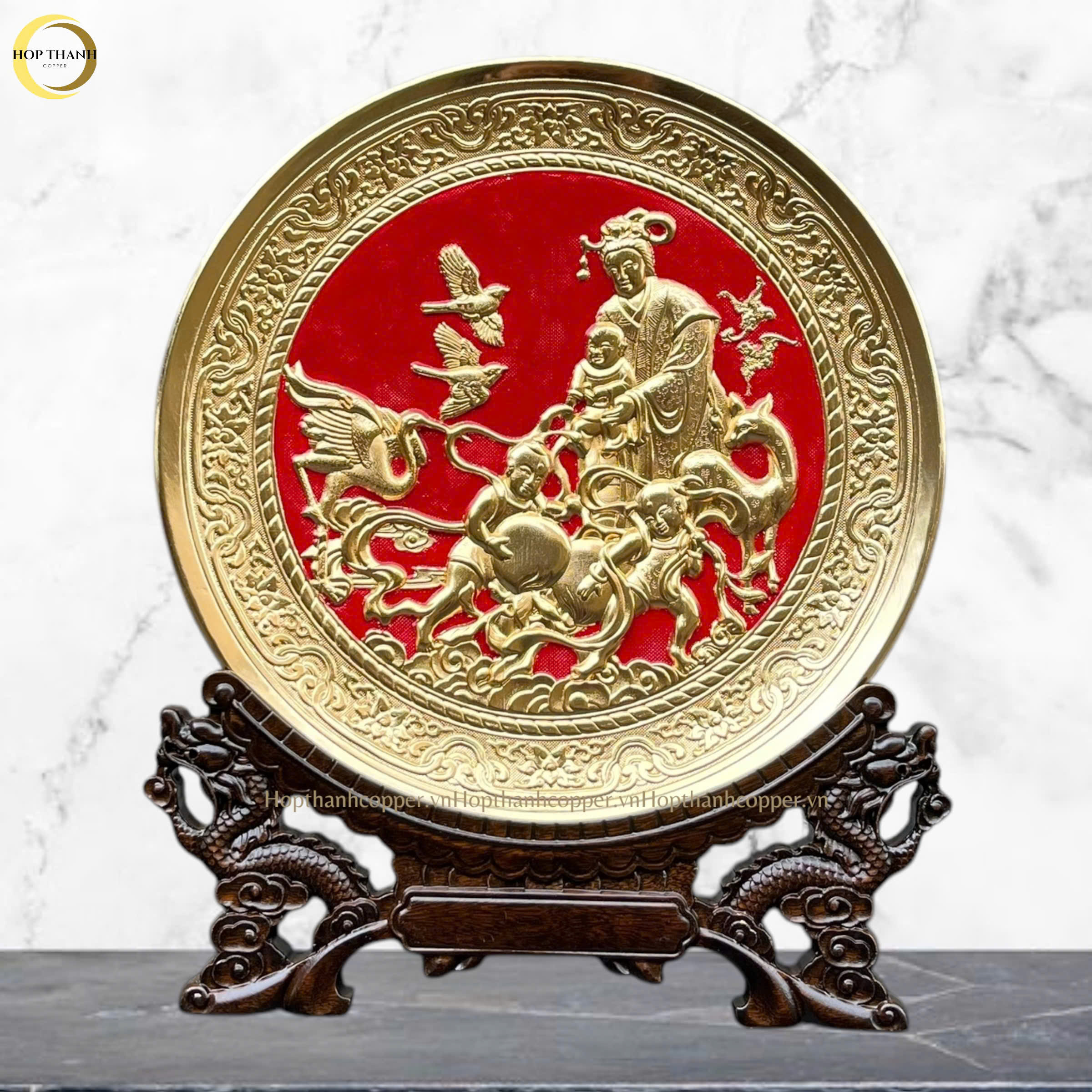 TRANH ĐĨA MỪNG THỌ CỤ BÀ BẰNG ĐỒNG MẠ VÀNG 24K- TRANH QUÀ TẶNG ĐỂ BÀN (KÍCH THƯỚC 25CM)