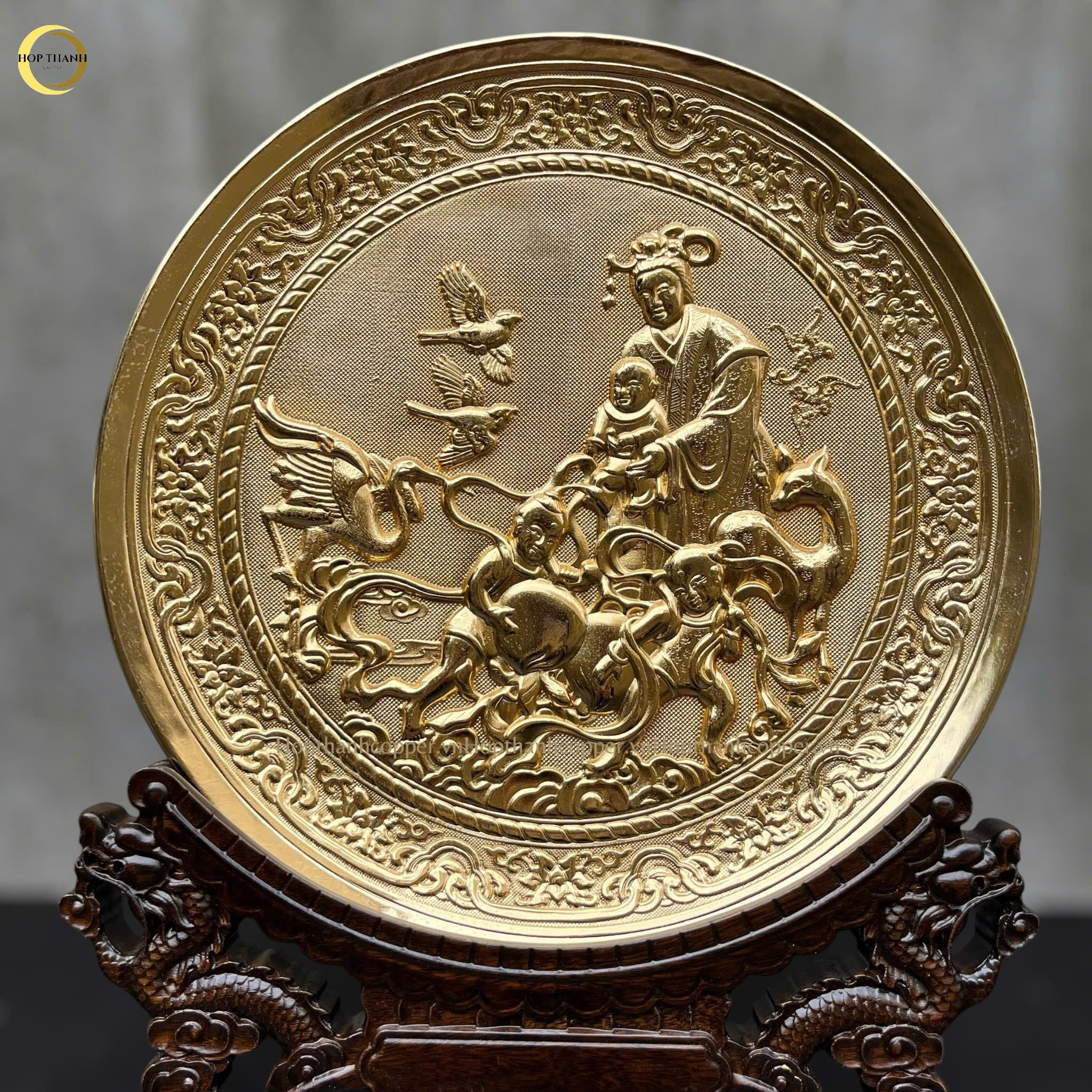 TRANH ĐĨA MỪNG THỌ CỤ BÀ BẰNG ĐỒNG MẠ VÀNG 24K- TRANH QUÀ TẶNG ĐỂ BÀN (KÍCH THƯỚC 25CM)