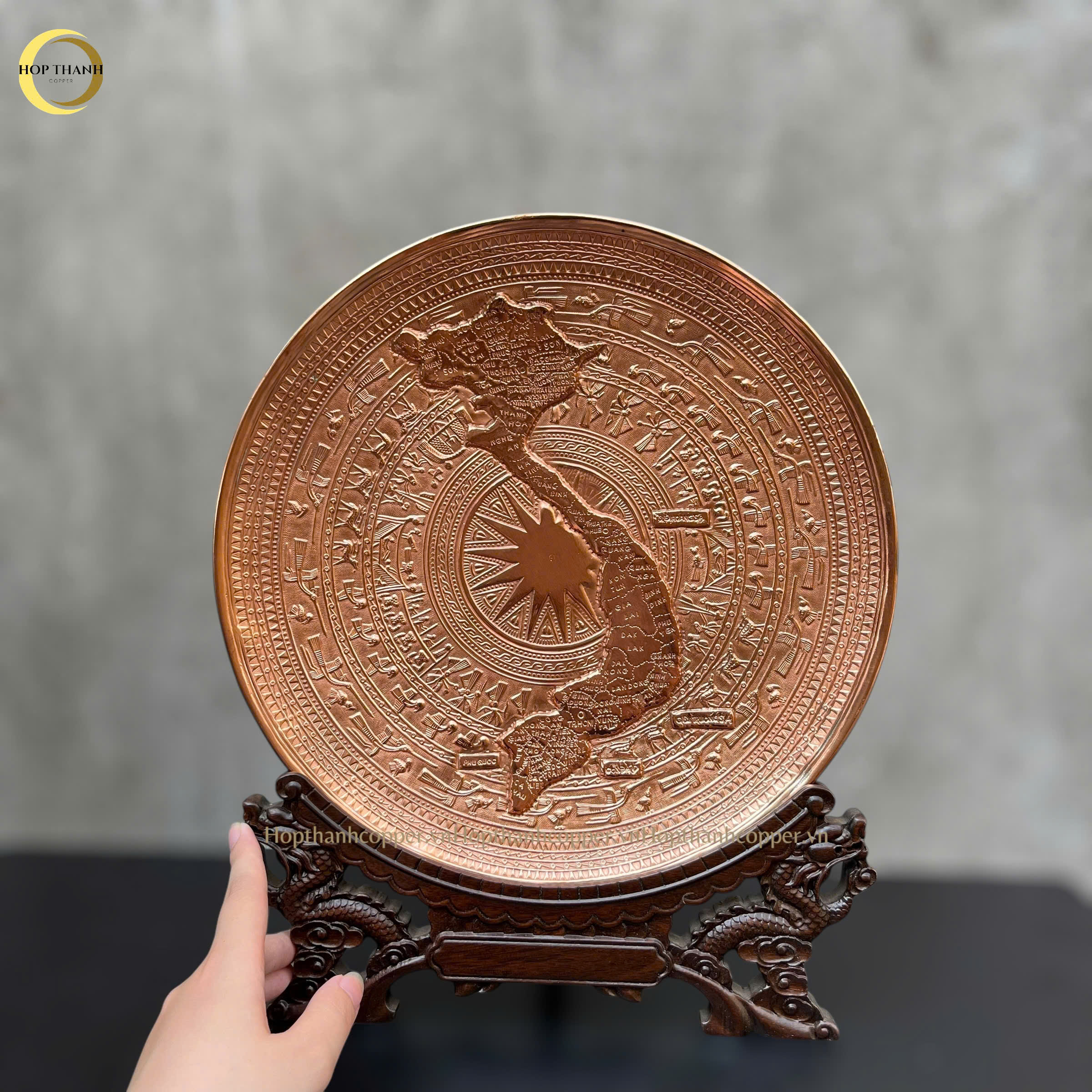 TRANH MẶT TRỐNG ĐỒNG BẰNG ĐỒNG ĐỎ - QUÀ TẶNG ĐỂ BÀN (KÍCH THƯỚC 30CM)