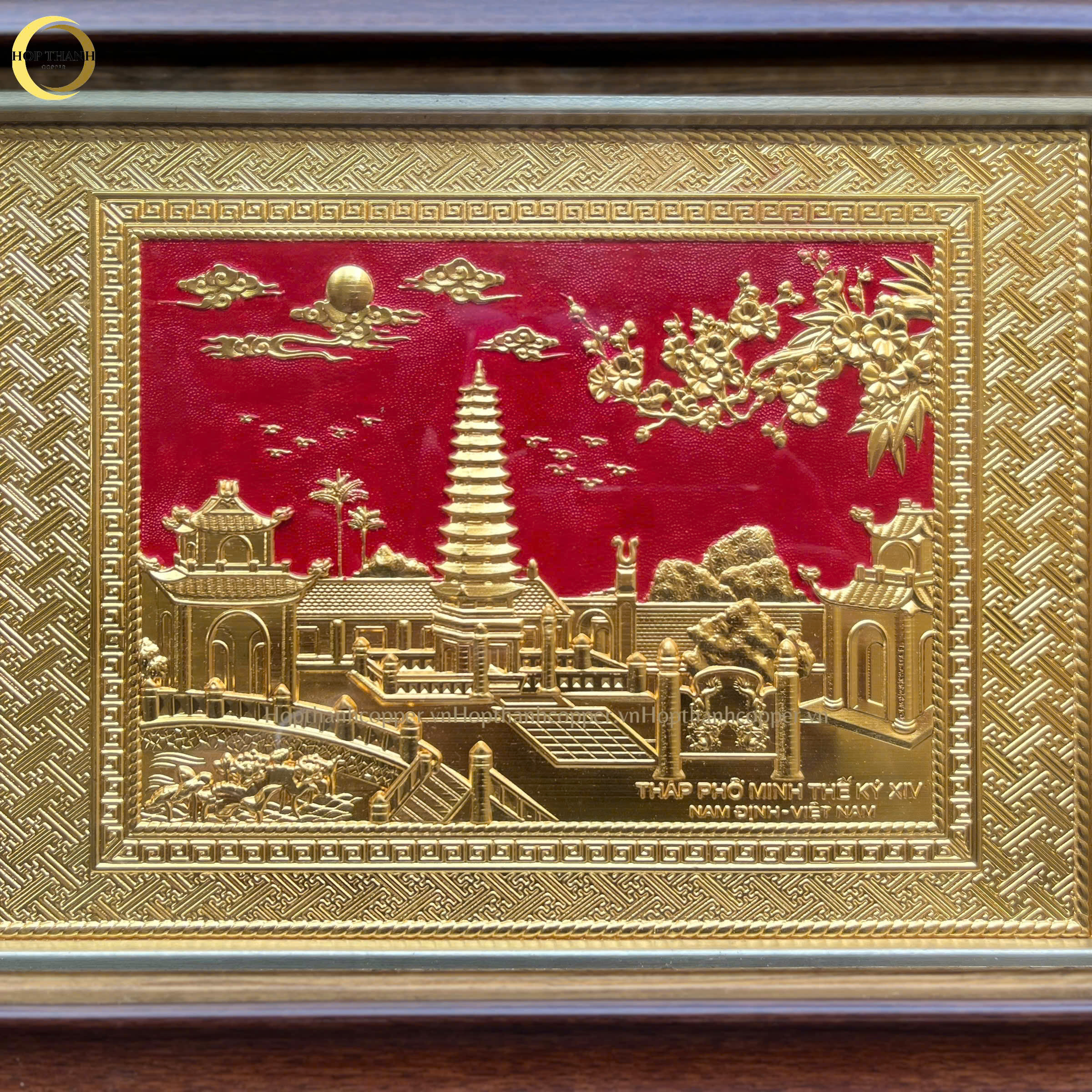 TRANH THÁP PHỔ MINH BẰNG ĐỒNG DÁT VÀNG - KÍCH THƯỚC 34X28cm)