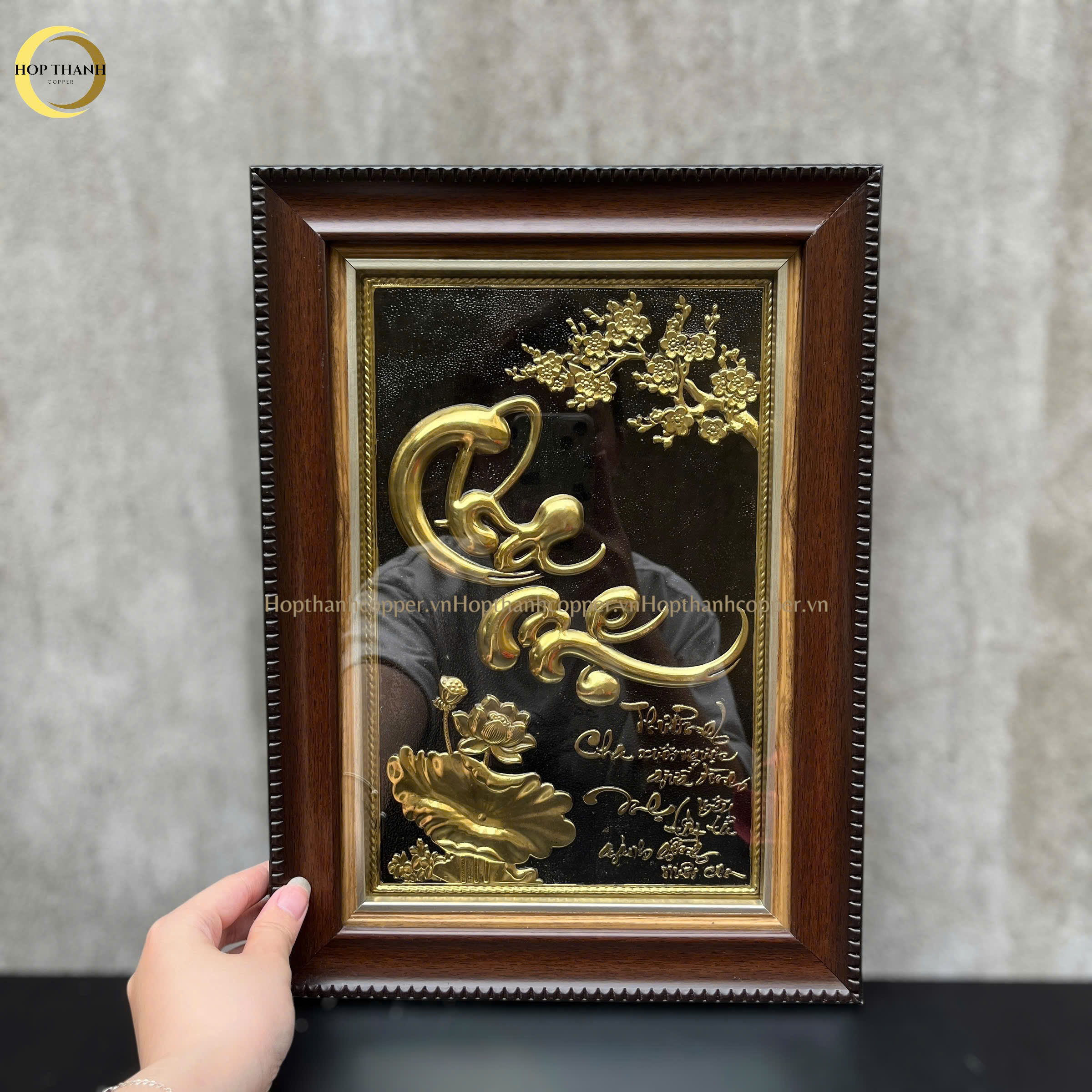 TRANH CHỮ CHA MẸ BẰNG ĐỒNG VÀNG  -  KÍCH THƯỚC 28x34CM