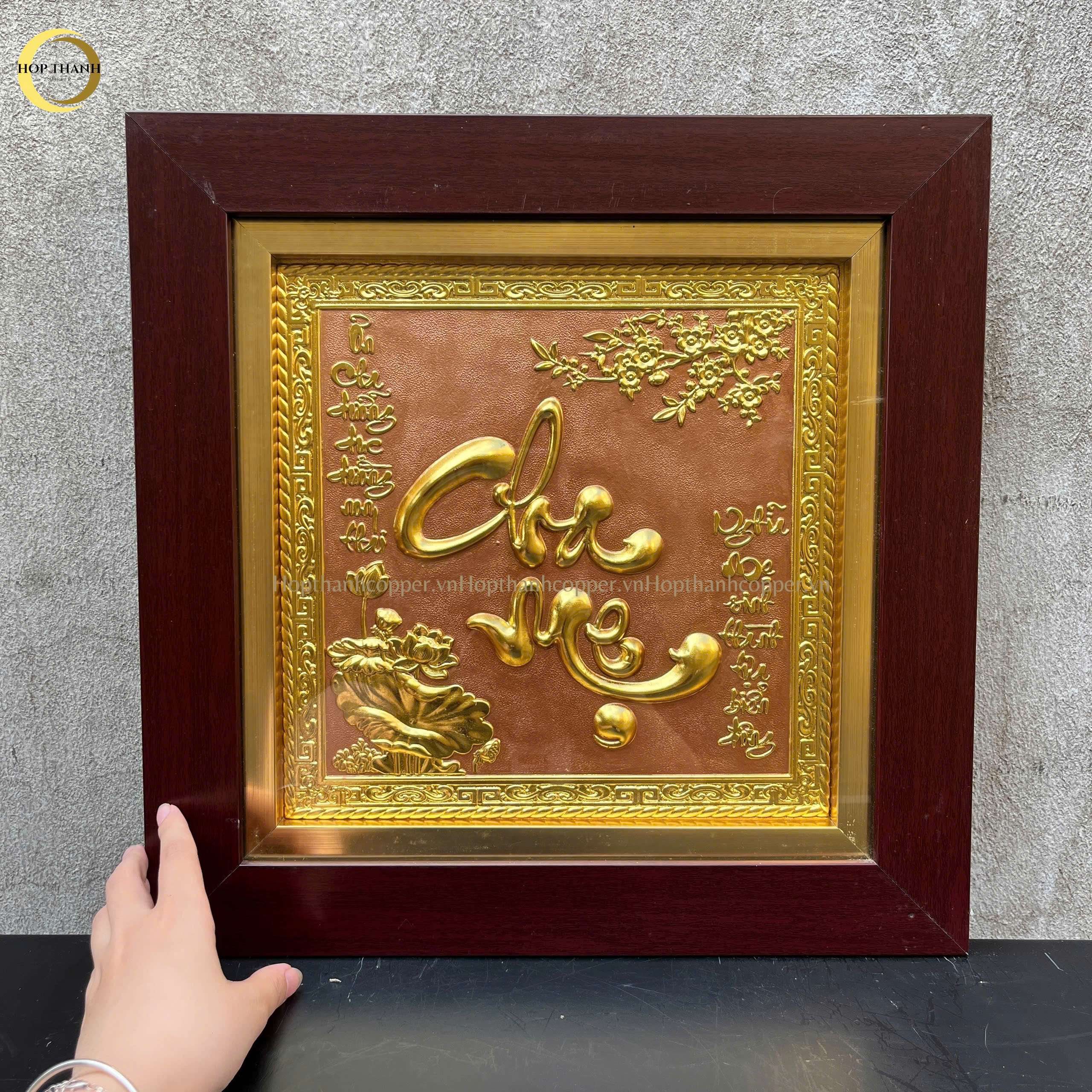 TRANH CHỮ CHA MẸ BẰNG ĐỒNG DÁT VÀNG -  KÍCH THƯỚC 36x36CM