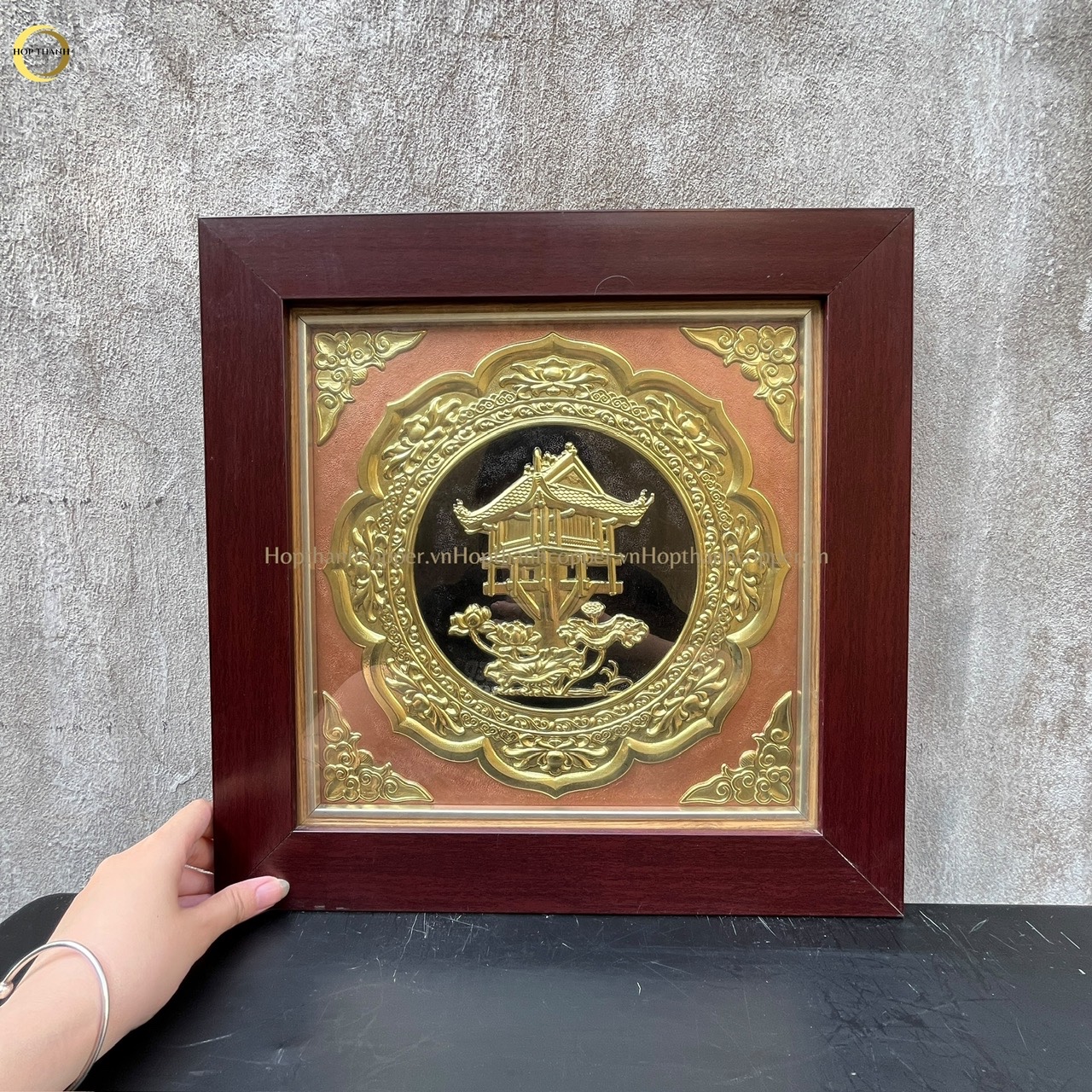 TRANH CHÙA MỘT CỘT BẰNG ĐỒNG VÀNG - KÍCH THƯỚC 40x40CM