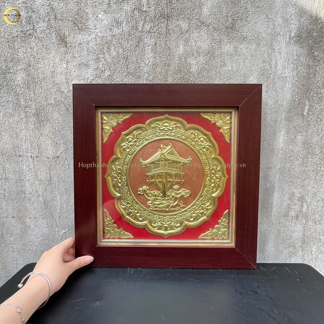 TRANH CHÙA MỘT CỘT BẰNG ĐỒNG VÀNG - KÍCH THƯỚC 40x40CM