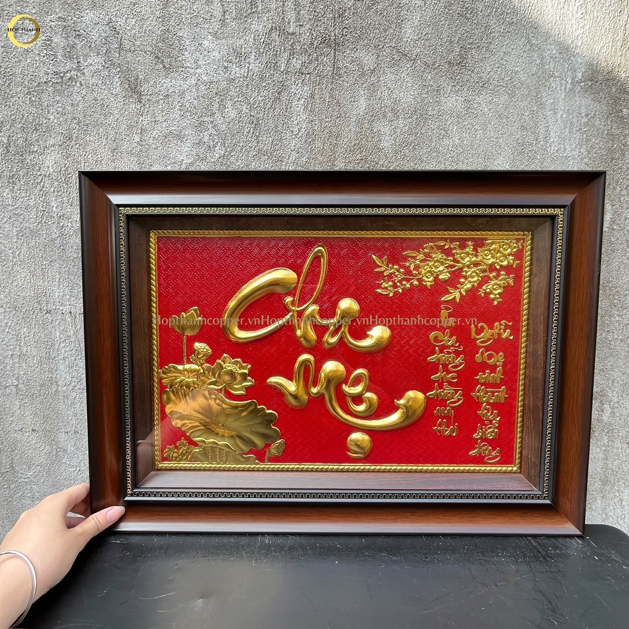 TRANH CHỮ CHA MẸ BẰNG ĐỒNG DÁT VÀNG  -  KÍCH THƯỚC 38x54CM
