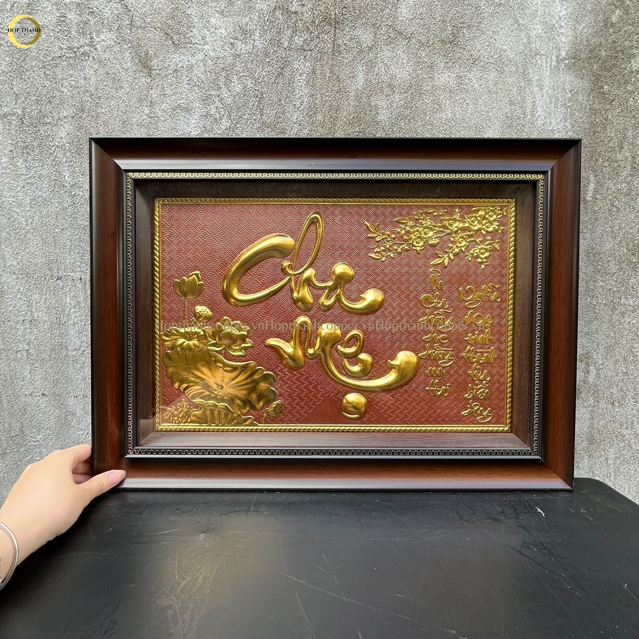TRANH CHỮ CHA MẸ BẰNG ĐỒNG DÁT VÀNG  -  KÍCH THƯỚC 38x54CM