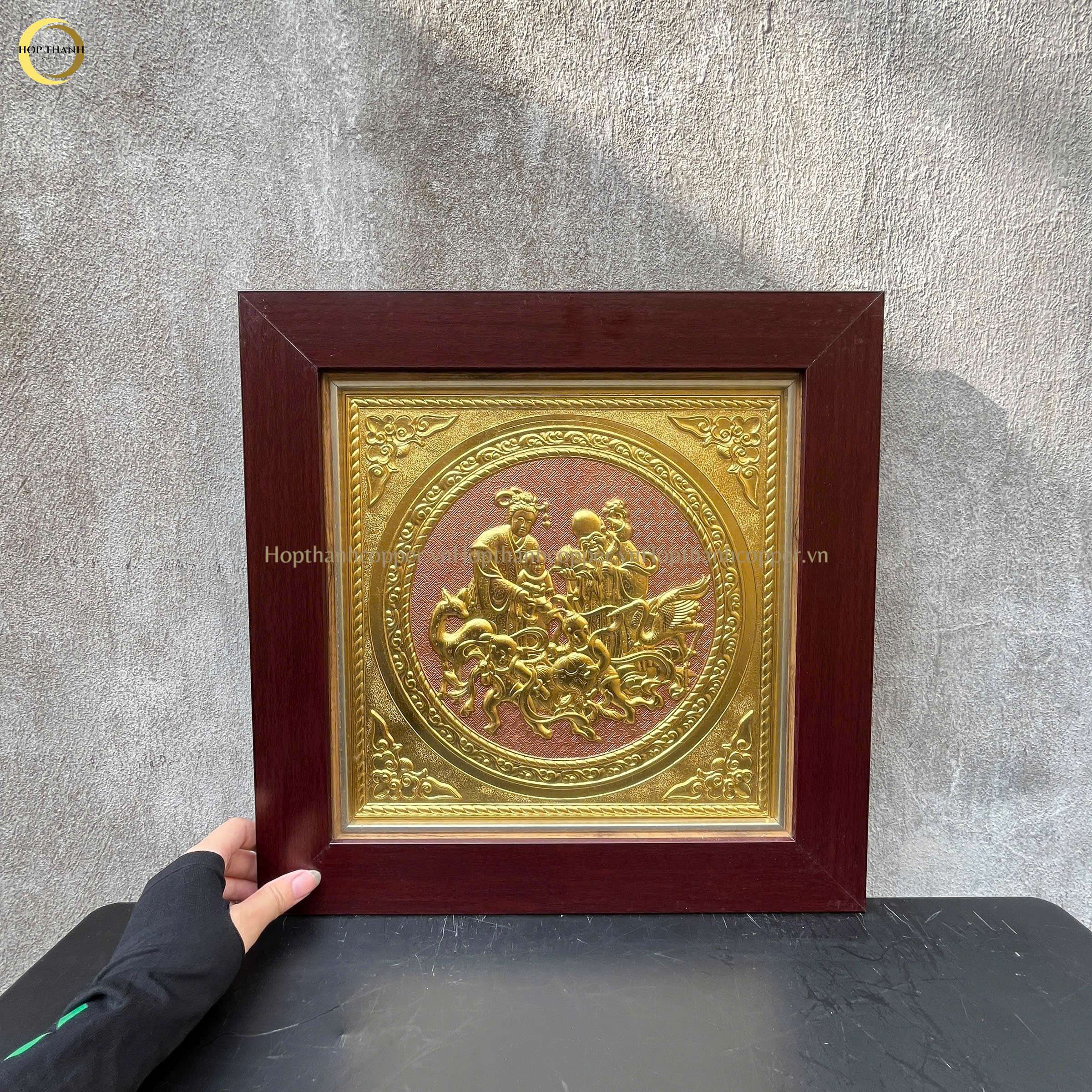 TRANH MỪNG THỌ ÔNG BÀ BẰNG ĐỒNG DÁT VÀNG - KÍCH THƯỚC 41X41CM