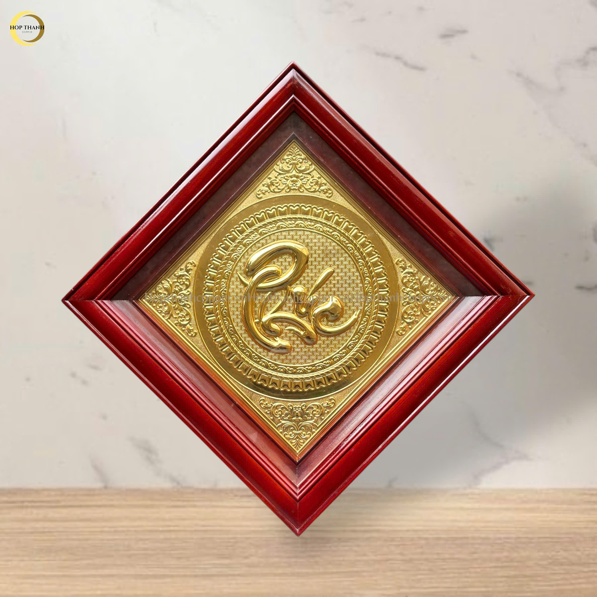 TRANH CHỮ PHÚC BẰNG ĐỒNG MẠ VÀNG 24K - KÍCH THƯỚC 40X40CM