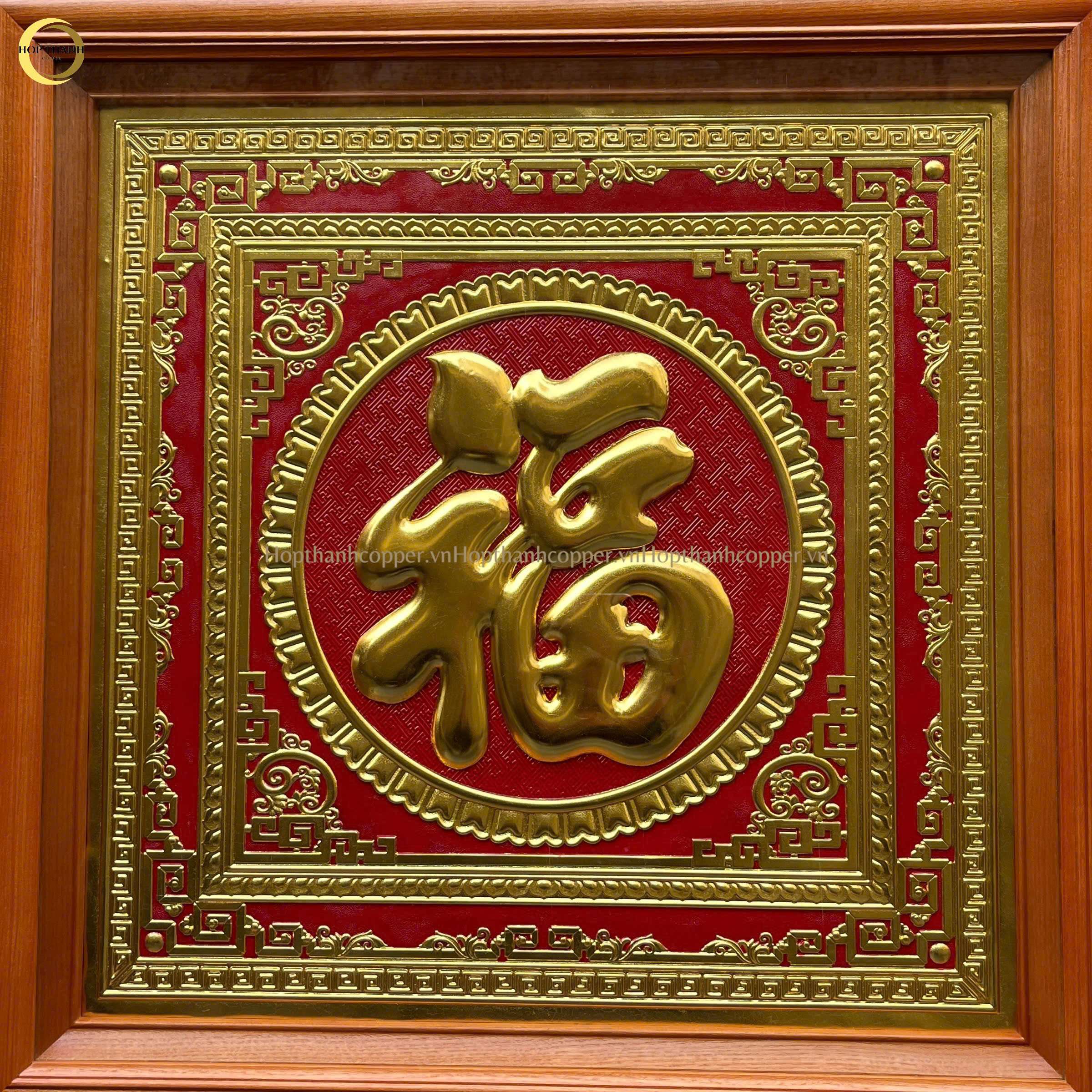 TRANH CHỮ PHÚC BẰNG ĐỒNG DÁT VÀNG  - KÍCH THƯỚC 70X70CM