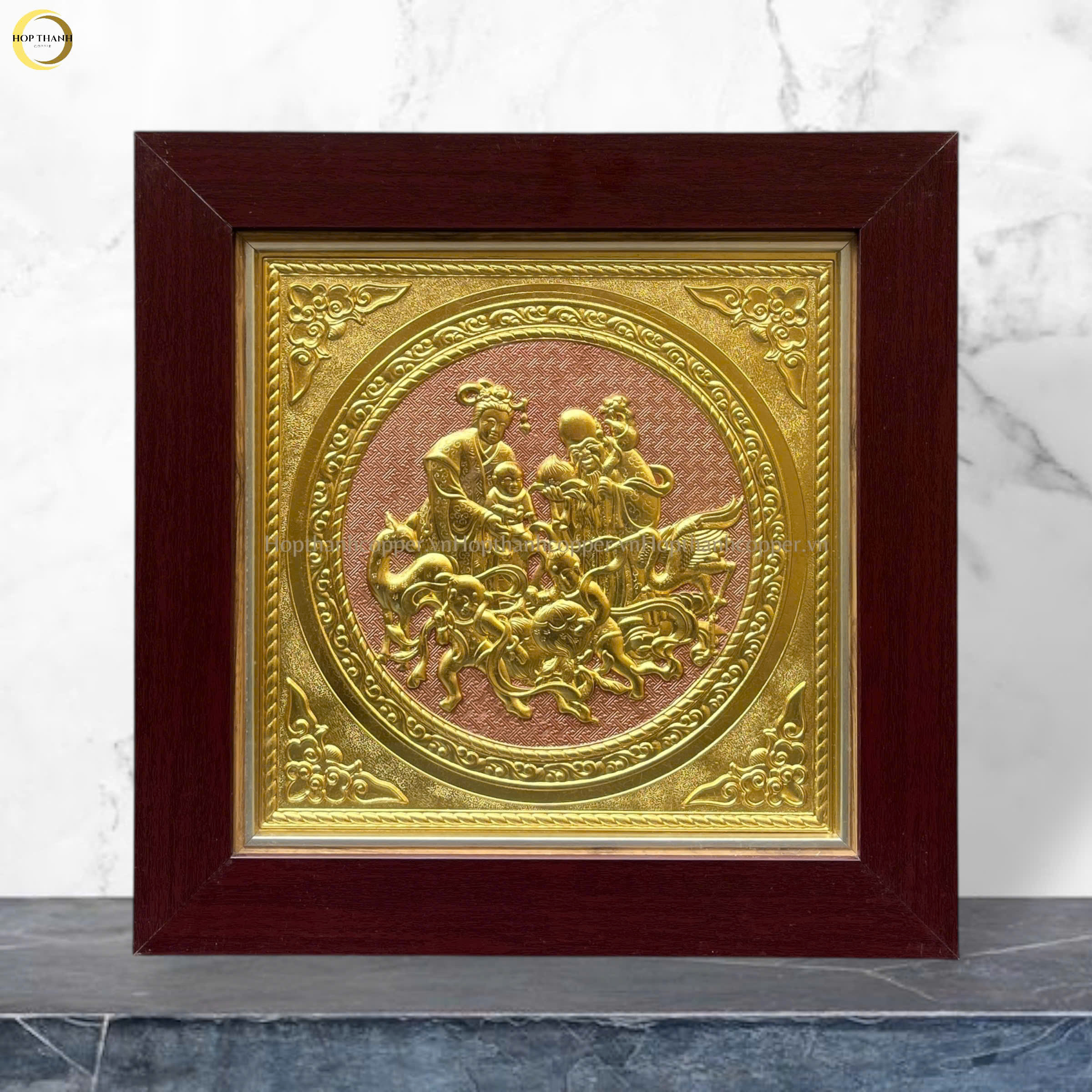TRANH MỪNG THỌ ÔNG BÀ BẰNG ĐỒNG DÁT VÀNG - KÍCH THƯỚC 41X41CM
