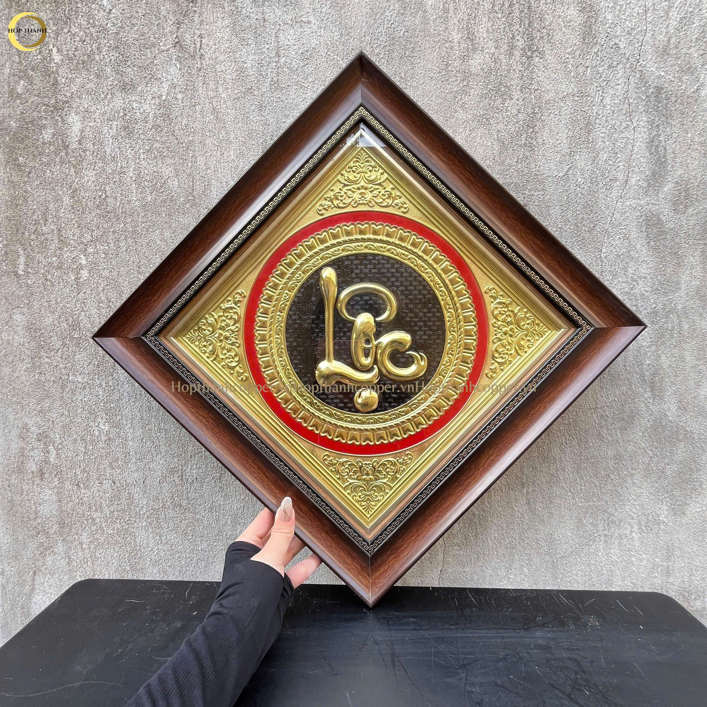TRANH CHỮ LỘC THƯ PHÁP BẰNG ĐỒNG VÀNG  - KÍCH THƯỚC 40X40CM