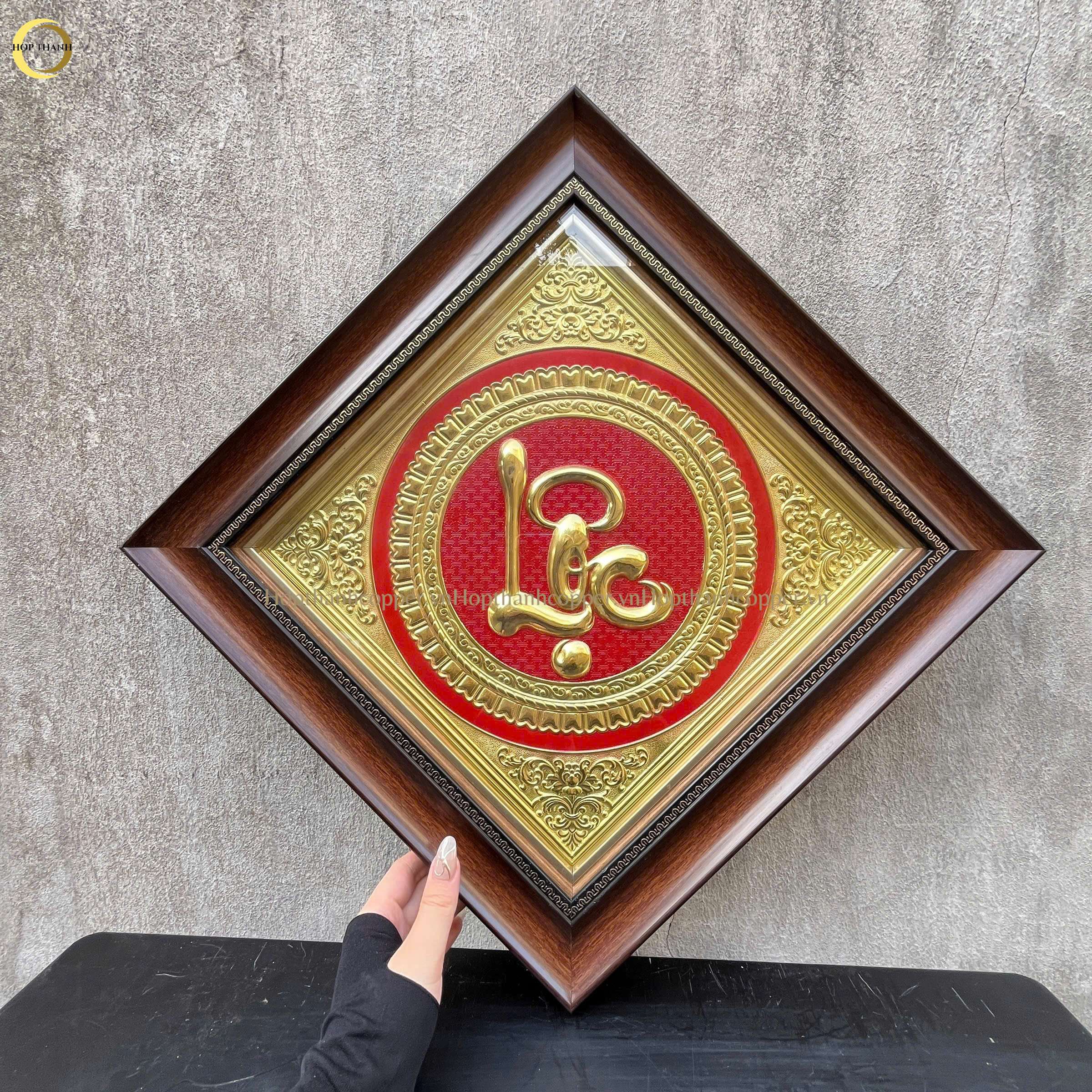 TRANH CHỮ LỘC THƯ PHÁP BẰNG ĐỒNG VÀNG  - KÍCH THƯỚC 40X40CM