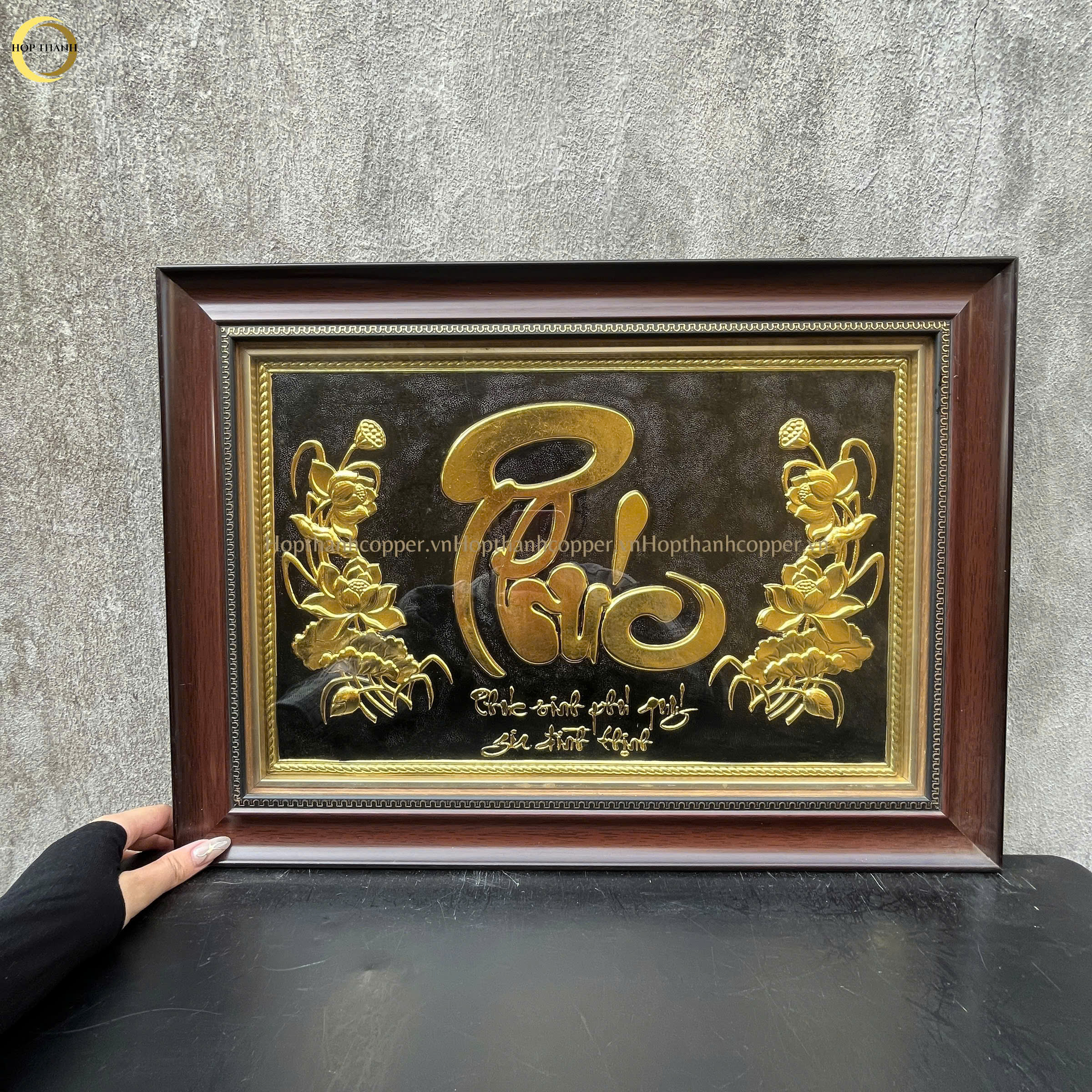 TRANH CHỮ PHÚC BẰNG ĐỒNG DÁT VÀNG - KÍCH THƯỚC 54X38CM