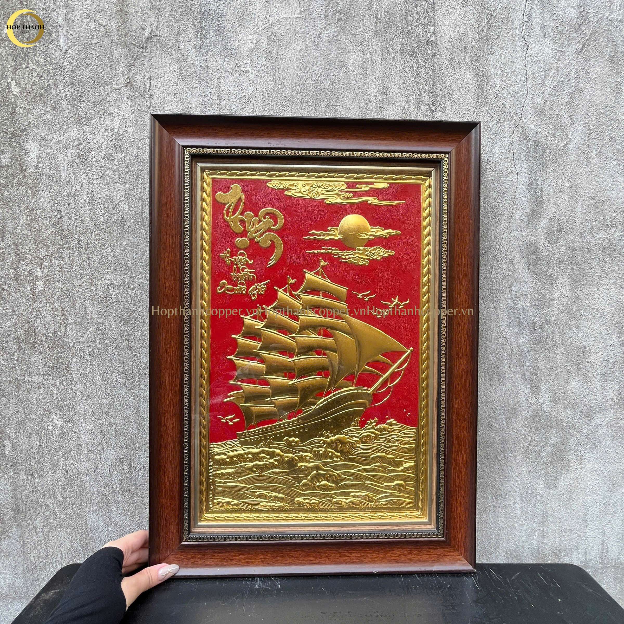 TRANH THUẬN BUỒM XUÔI GIÓ BẰNG ĐỒNG DÁT VÀNG - KÍCH THƯỚC 38X54CM