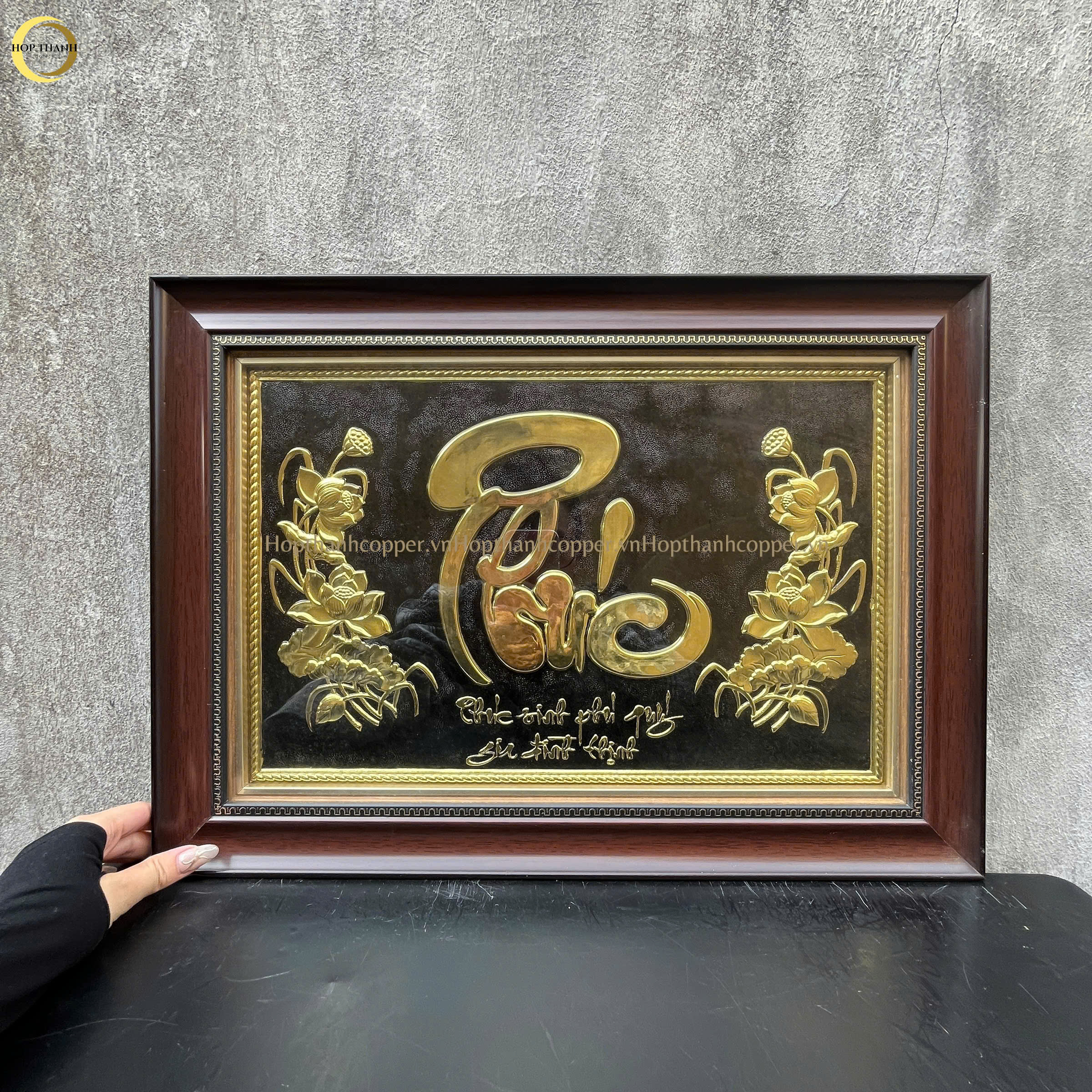 TRANH CHỮ PHÚC BẰNG ĐỒNG VÀNG - KÍCH THƯỚC 54X38CM