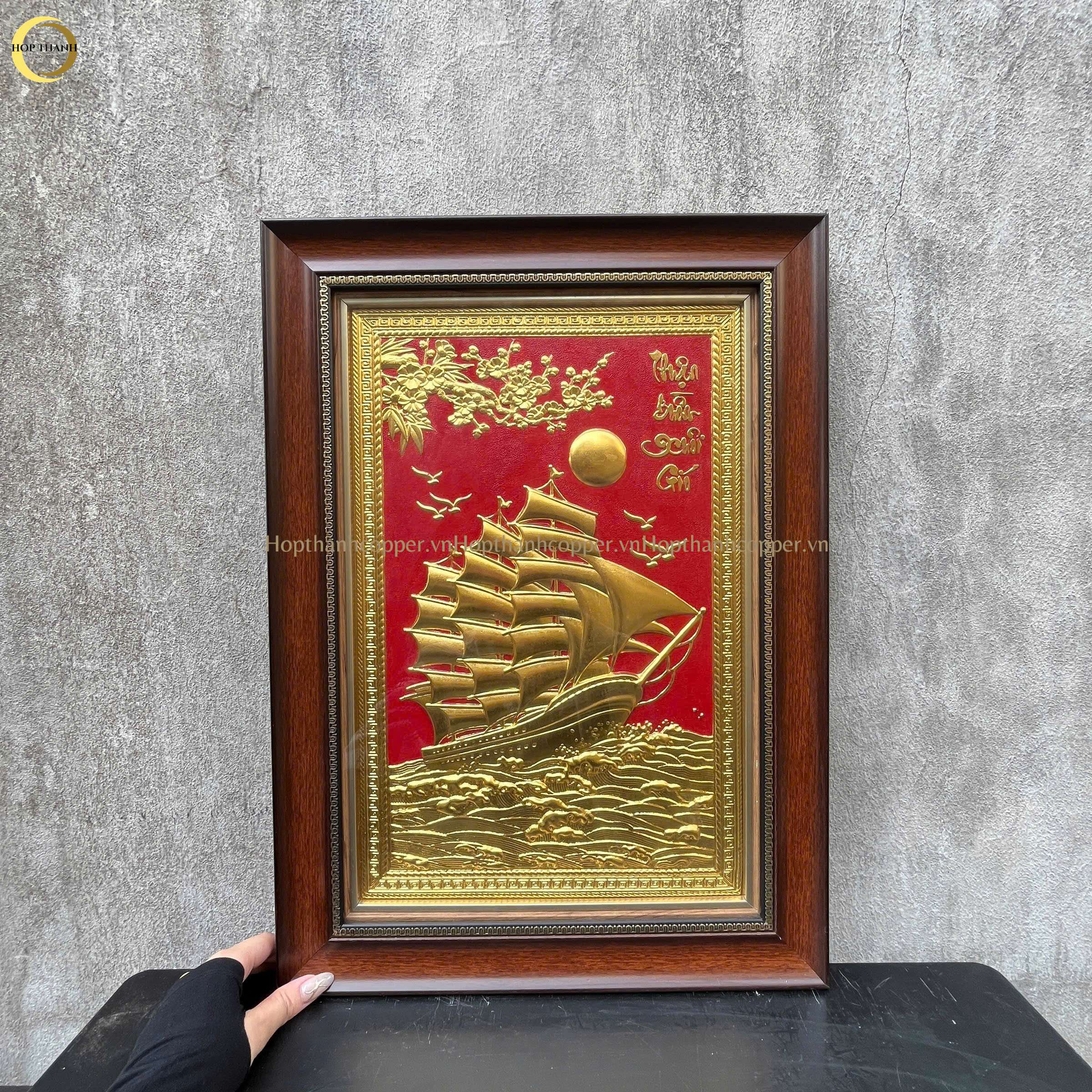 TRANH THUẬN BUỒM XUÔI GIÓ BẰNG ĐỒNG DÁT VÀNG - KÍCH THƯỚC 38X54CM