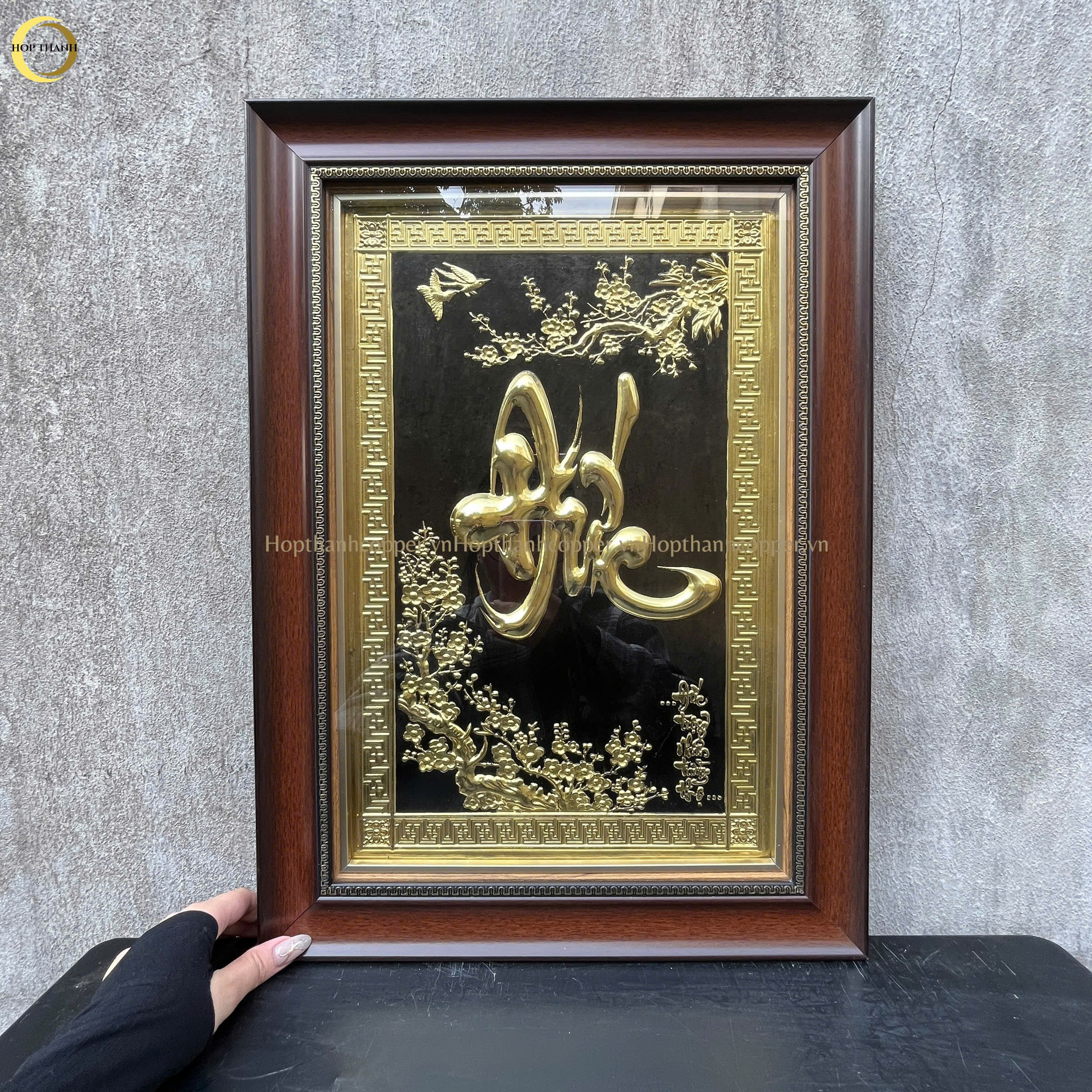 TRANH CHỮ ĐỨC BẰNG ĐỒNG VÀNG - KÍCH THƯỚC 38X54CM