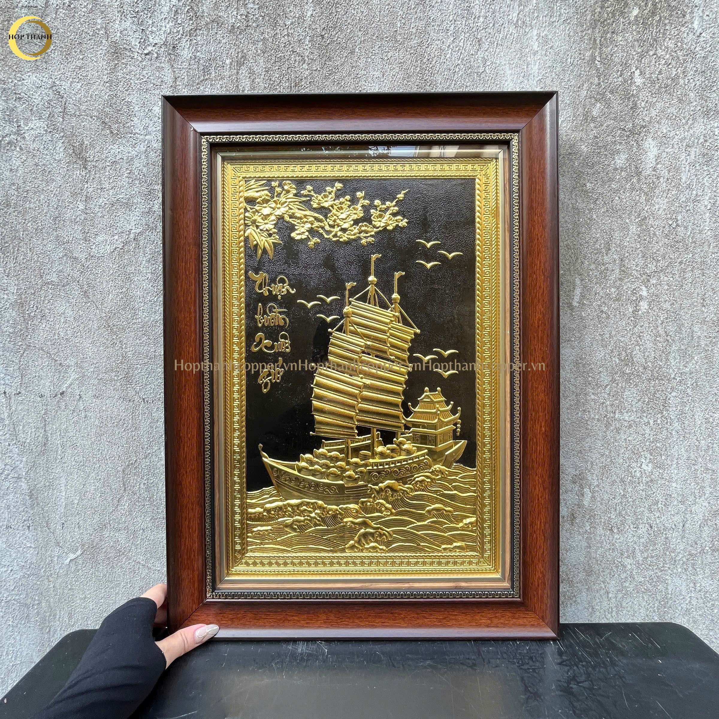 TRANH THUẬN BUỒM XUÔI GIÓ BẰNG ĐỒNG DÁT VÀNG - KÍCH THƯỚC 38X54CM