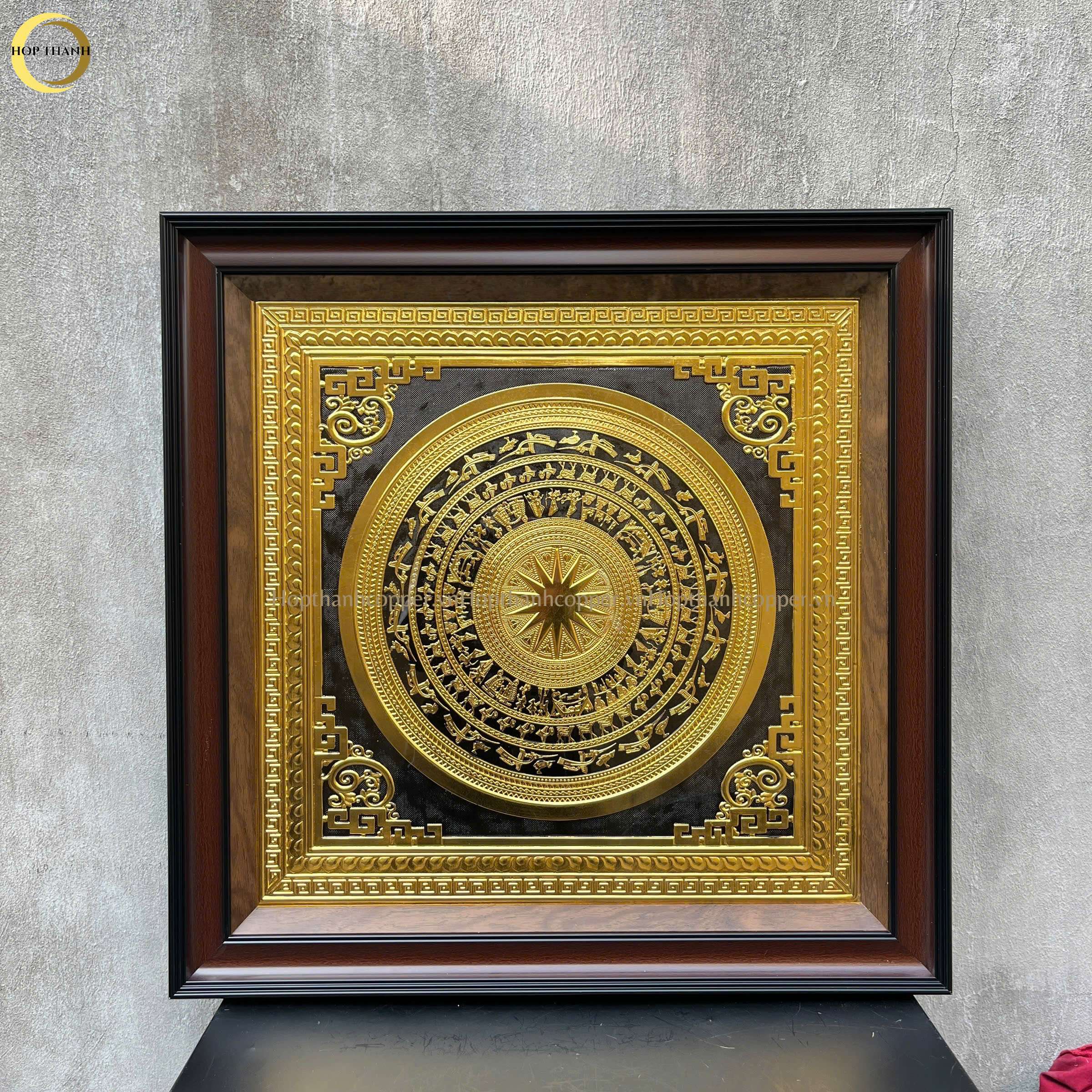 TRANH MẶT TRỐNG ĐỒNG BẰNG ĐỒNG DÁT VÀNG - KÍCH THƯỚC 70X70CM