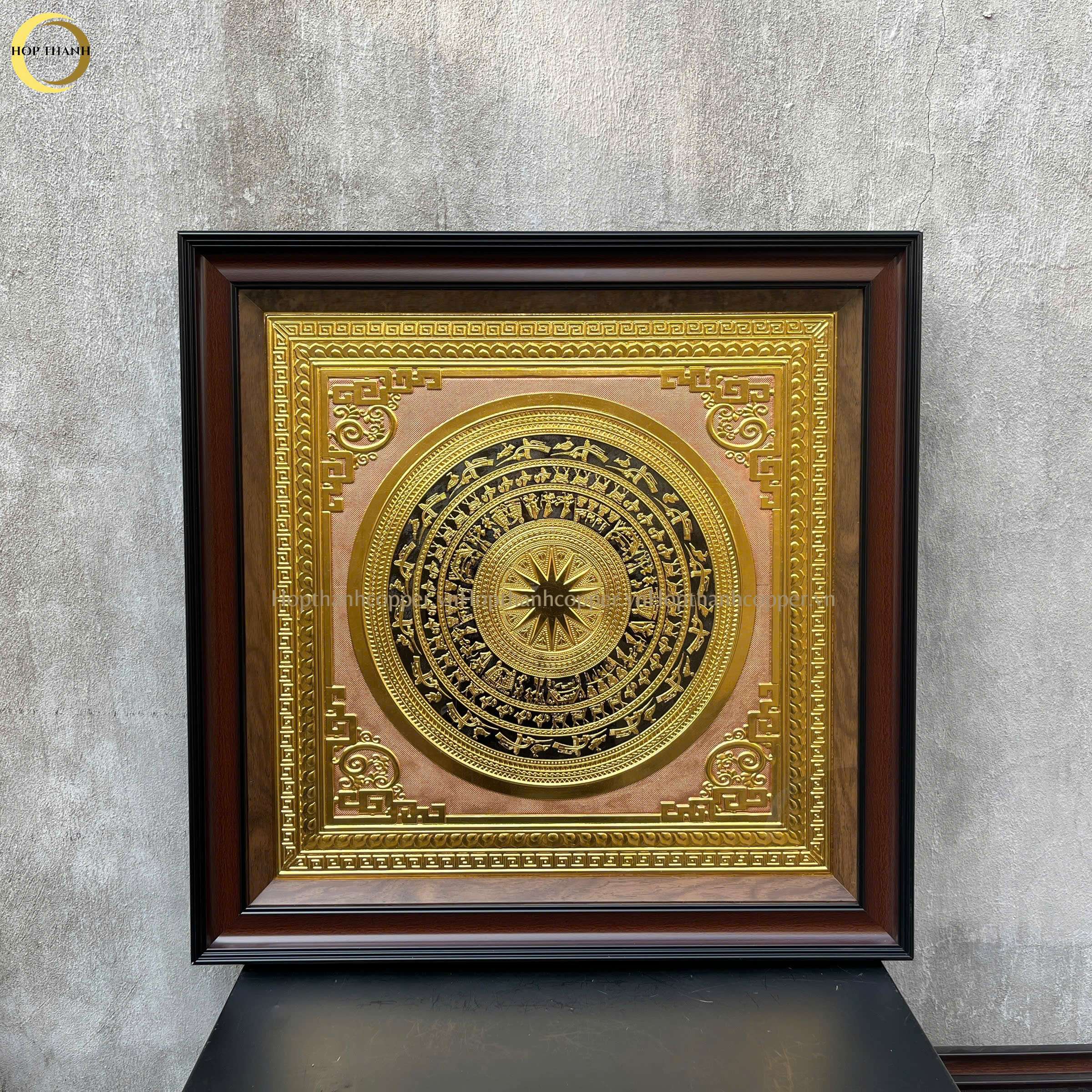 TRANH MẶT TRỐNG ĐỒNG BẰNG ĐỒNG DÁT VÀNG - KÍCH THƯỚC 70X70CM