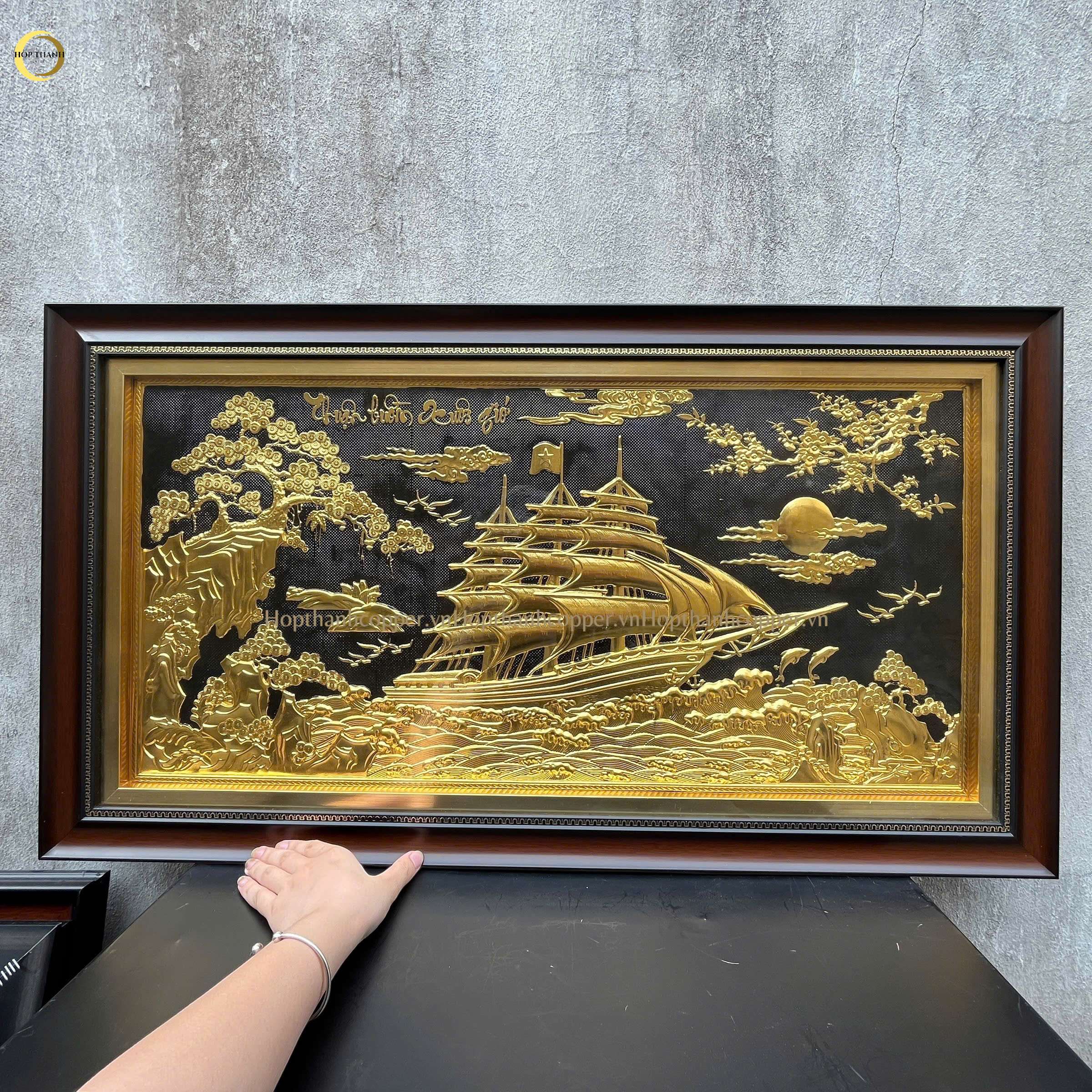 TRANH THUẬN BUỒM XUÔI GIÓ BẰNG ĐỒNG DÁT VÀNG - KÍCH THƯỚC 90X50CM