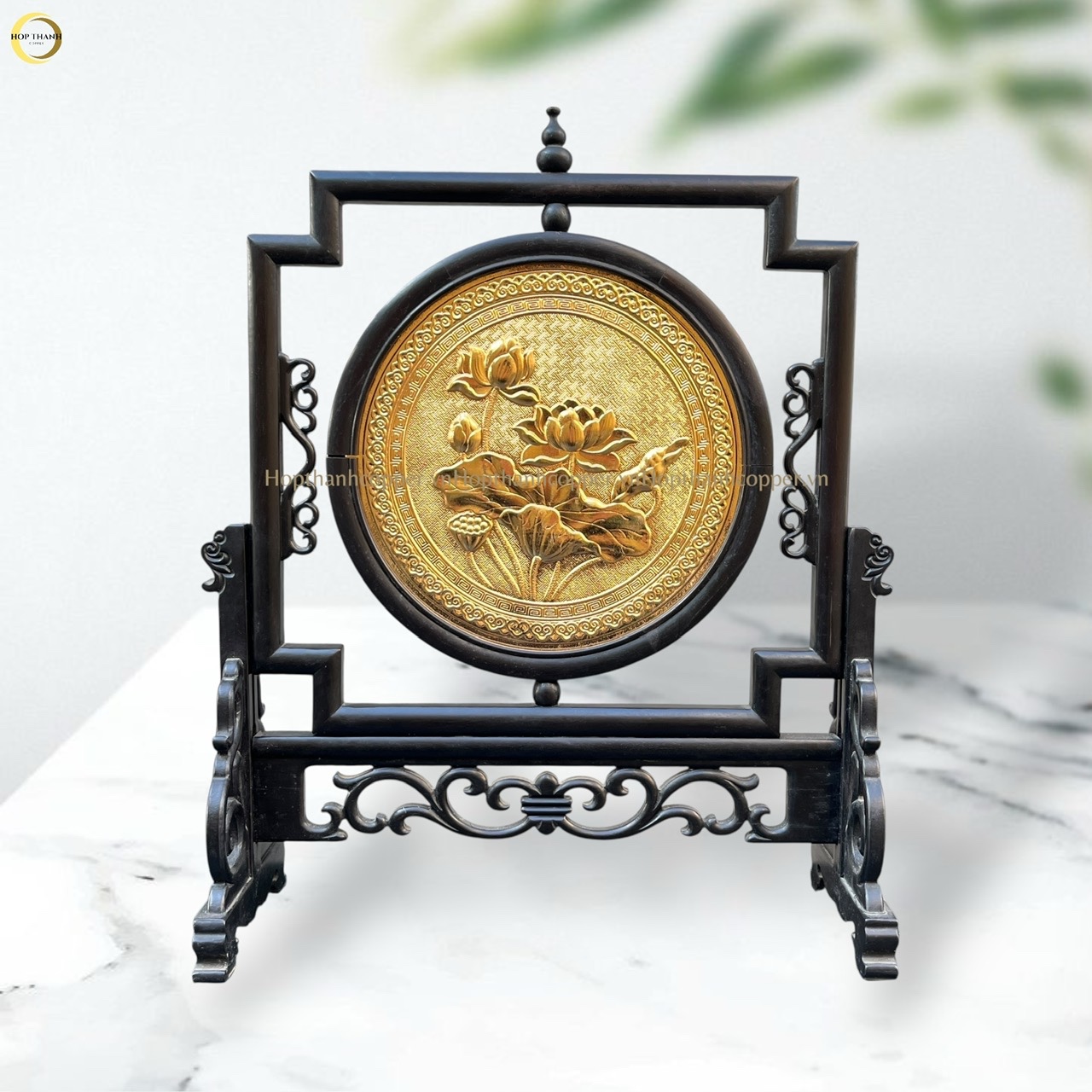 TRANH HOA SEN BẰNG ĐỒNG MẠ VÀNG 24K - 2 MẶT (KÍCH THƯỚC 40X34CM)