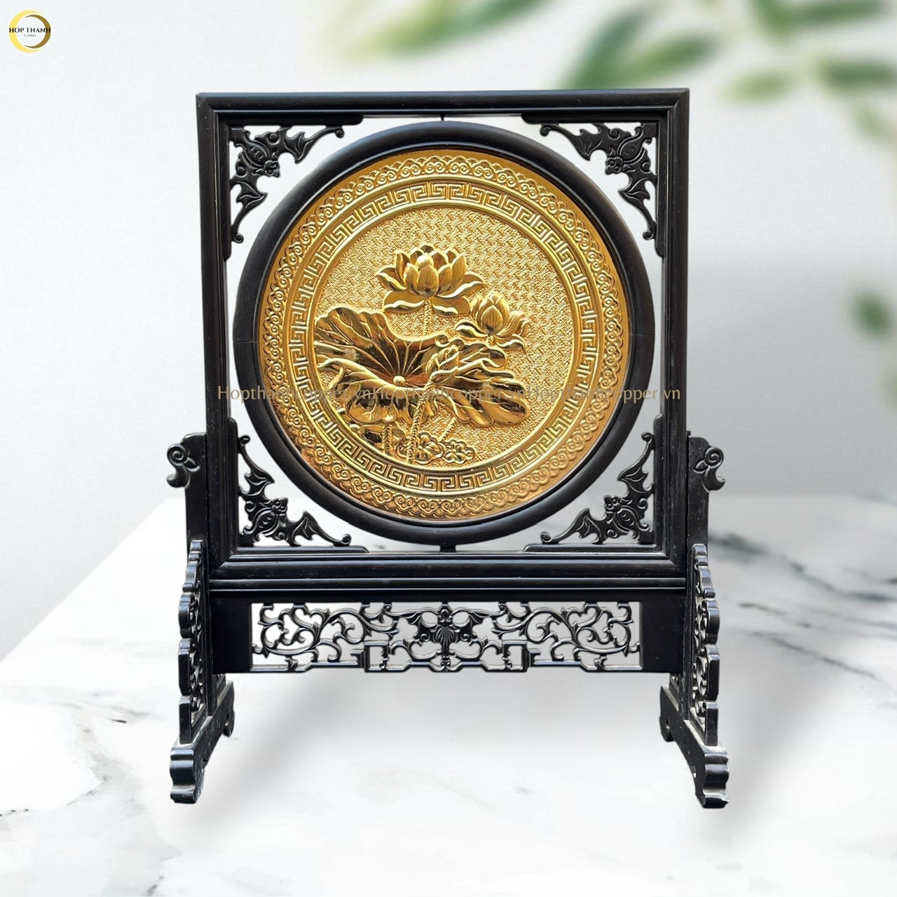 TRANH HOA SEN BẰNG ĐỒNG MẠ VÀNG 24K - 2 MẶT (KÍCH THƯỚC 48X44CM)