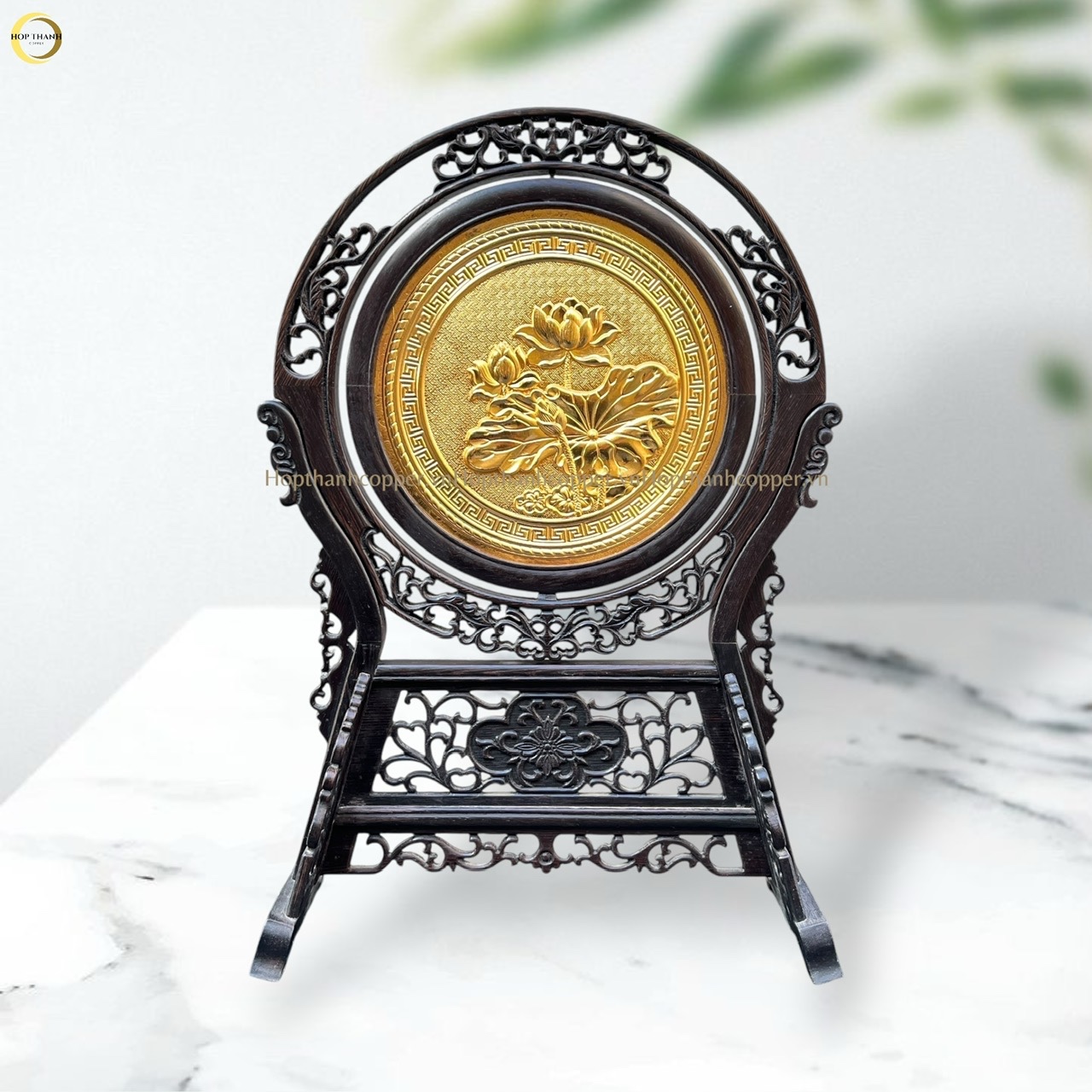 TRANH HOA SEN BẰNG ĐỒNG MẠ VÀNG 24K - 2 MẶT (KÍCH THƯỚC 44X31CM)